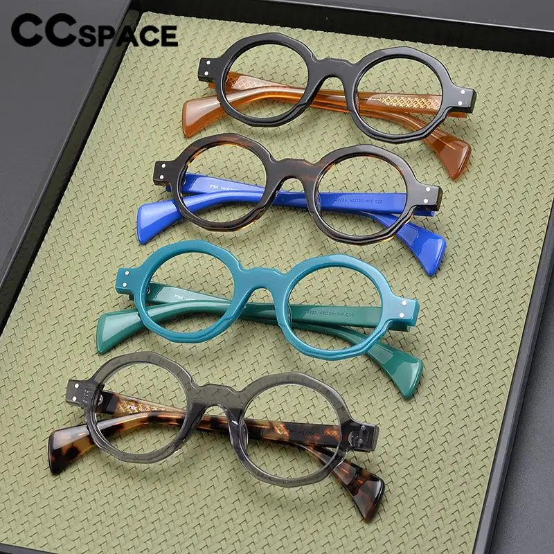 CCspace Unisex Full Rim Large Round Acetate Eyeglasses 57333 - Stylish & Lightweight Glasses for Men & Women - Perfect for Reading, Driving & Fashion Accessories
