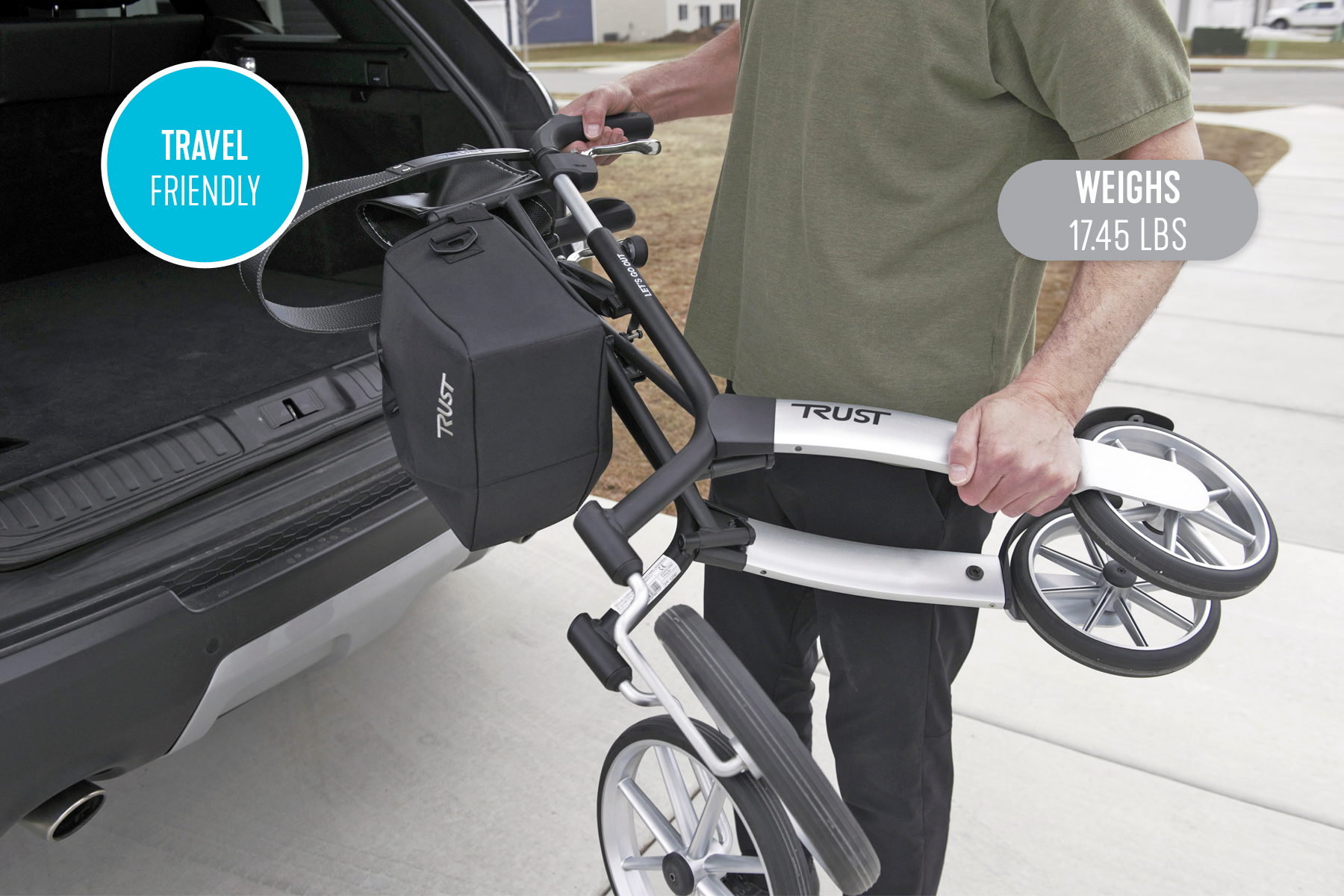 Premium Lightweight Rollator Walker for Seniors & Adults - Foldable Mobility Aid with Seat, Basket & Hand Brakes - Ideal for Outdoor Walks, Shopping & Travel