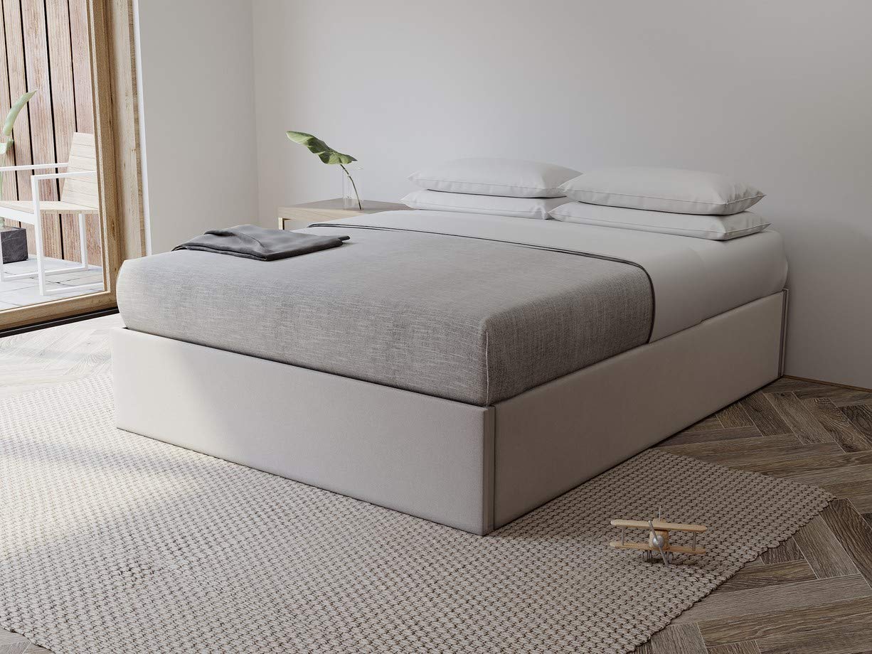 Velvet Upholstered Queen Size Platform Bed Frame - Platinum Grey Modern Bed with Easy Assembly, No Box Spring Needed - Sturdy Foundation for Optimal Support - Perfect for Master Bedrooms, Guest Rooms & Small Spaces