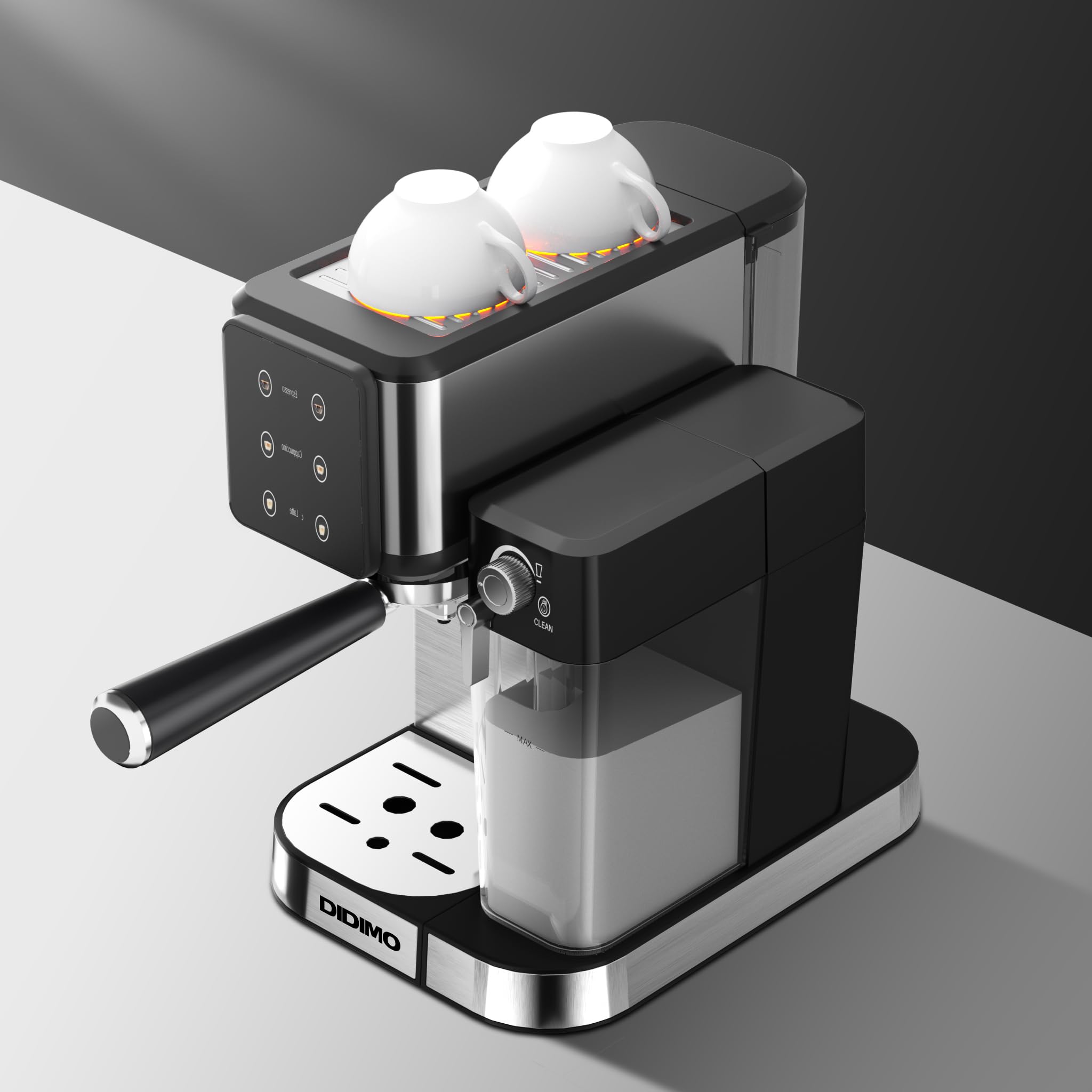 20-BAR Espresso Machine with Built-In Milk Frother - Stainless Steel Cappuccino & Latte Maker - One-Touch Single/Double Shot - 1.3L Water Tank - Perfect for Home Coffee Bars & Office Break Rooms