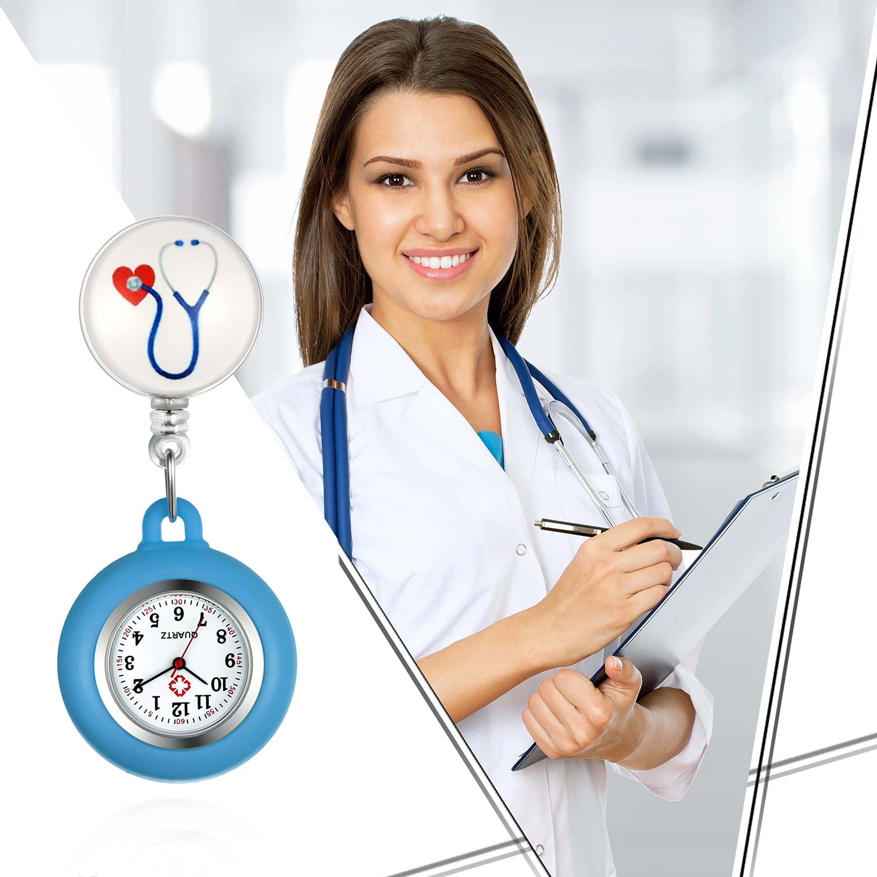 Avaner Retractable Nurse Watch with Clip - Waterproof Silicone Fob Watch for Nurses & Medical Professionals - Perfect for Clinical Shifts, Hospital Duty & Healthcare Work