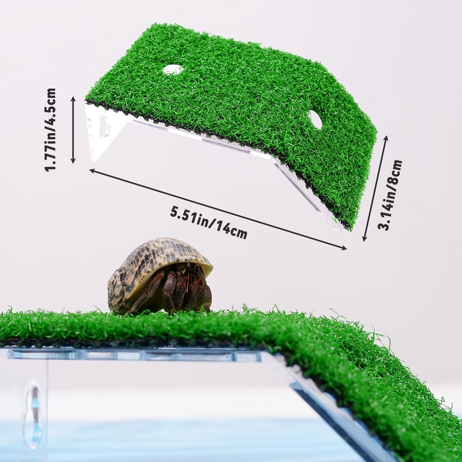 3.3 FT Bendable Hermit Crab Climbing Toy with Fake Grass Ramp - Reptile Tank Accessories for Lizards & Geckos - Terrarium Jungle Vines Habitat Decor (Perfect for Climbing Exercise & Natural Habitat Simulation)