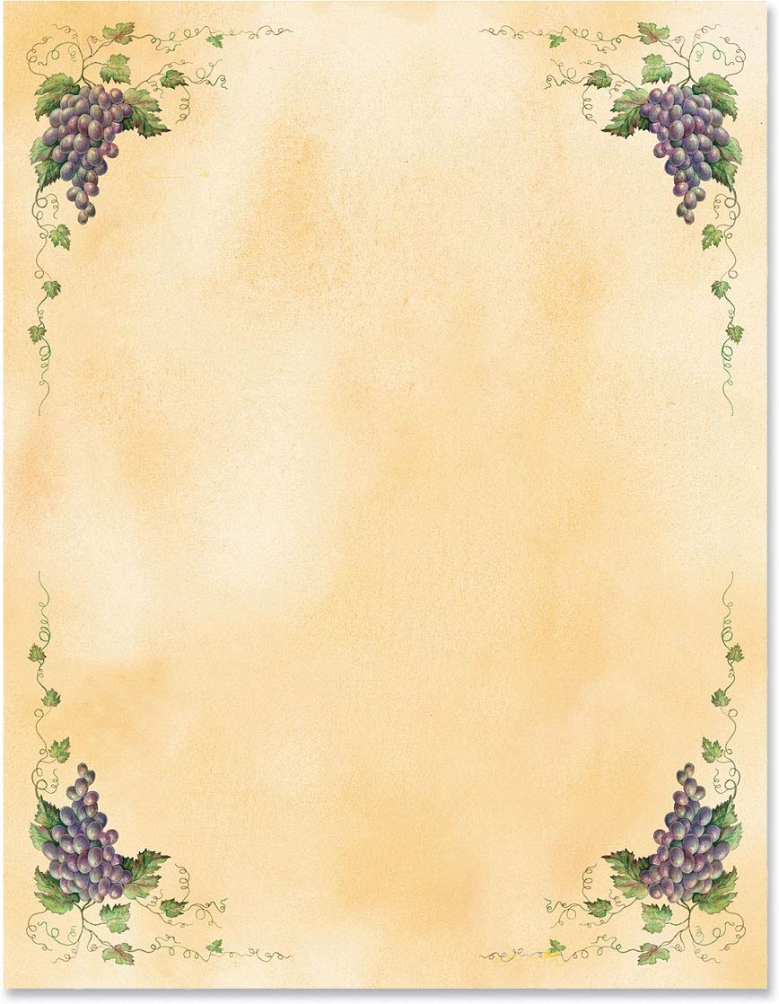 Premium Grapevine Themed Stationery Paper - Elegant Border Letterhead 8.5 x 11 Inches, 100 Sheets for Writing & Printing | Perfect for Business Correspondence, Wedding Invitations & Creative Projects