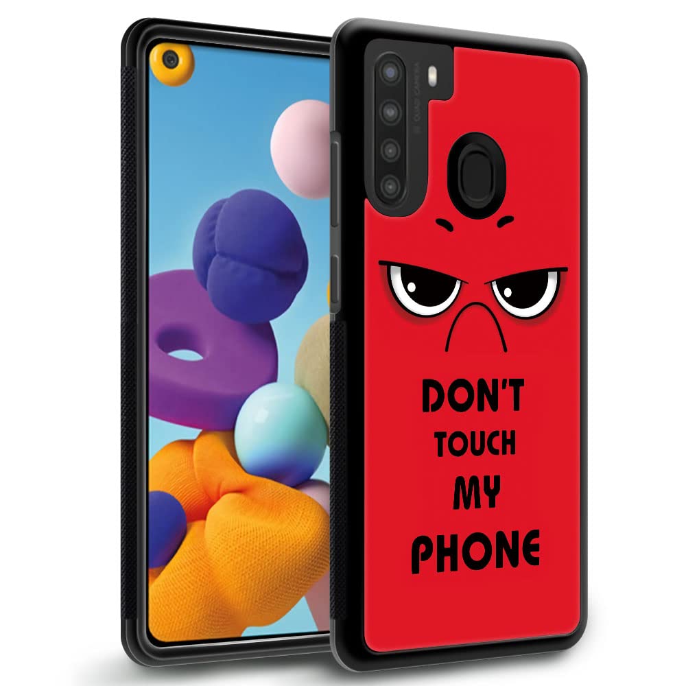 Shockproof Non-Slip TPU Protective Case for Samsung Galaxy A21 (6.5-inch) - Angry Warning 'Don't Touch' Design for Men & Boys | Durable, Soft Cover with Anti-Scratch Protection | Perfect for Daily Use, Work & Outdoor Activities