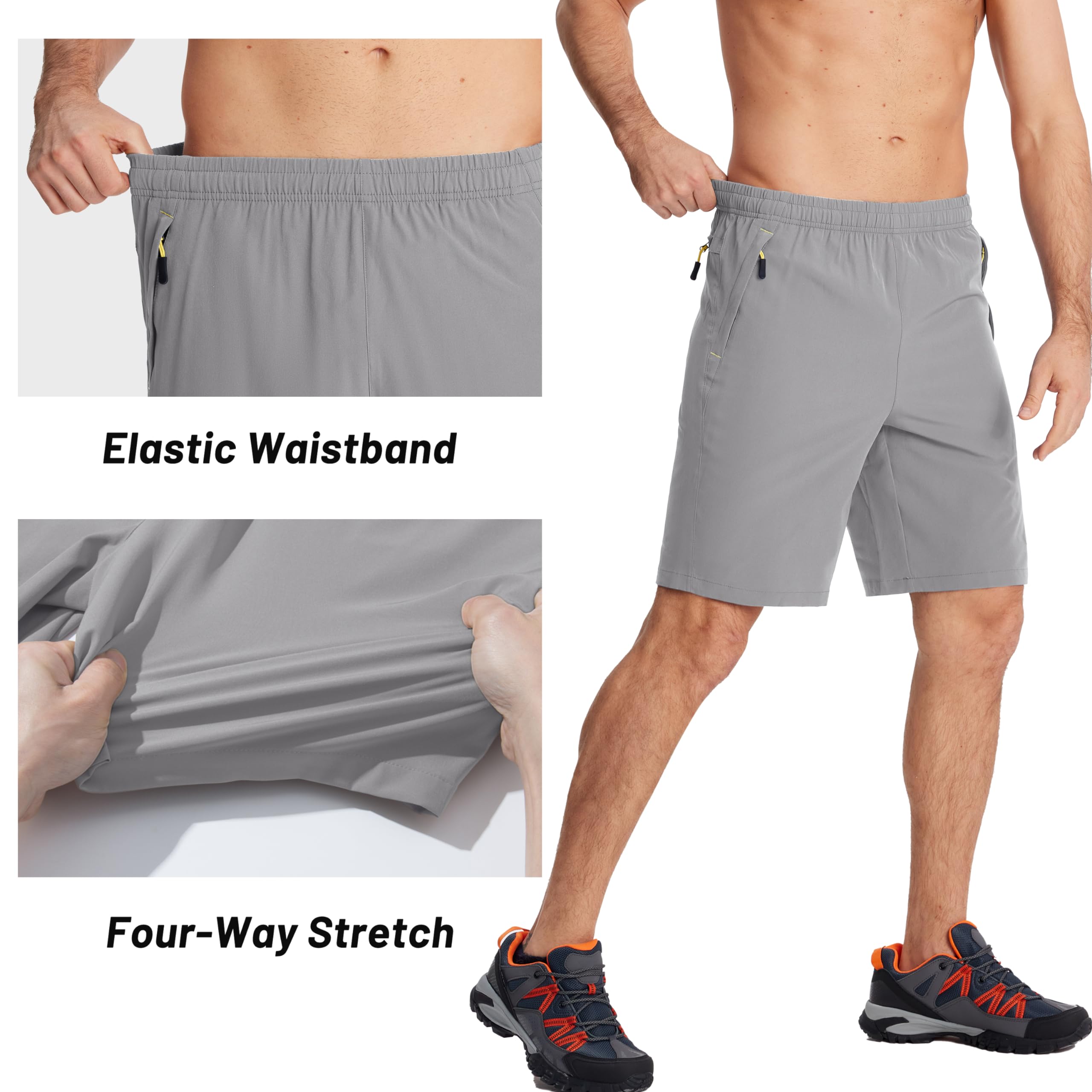 BIYLACLESEN Men's Athletic Workout Shorts - Lightweight Quick Dry Gym Running Shorts with Zip Pockets - Perfect for Summer Training, Jogging & Outdoor Activities