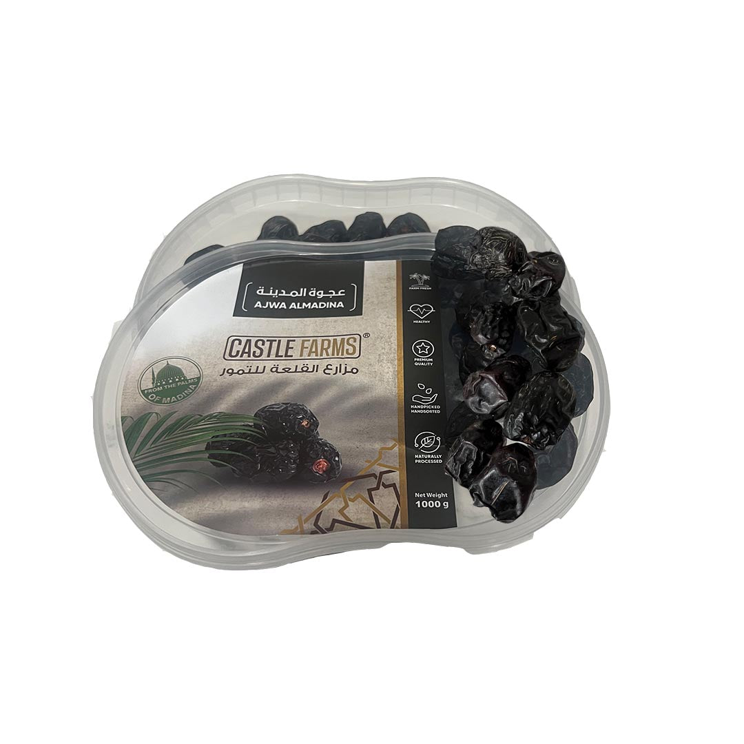 Premium Ajwa Almadina Dates 1000g - Organic Medjool Dates from Saudi Arabia - Natural Energy Snack for Ramadan, Healthy Breakfast & Gift Box