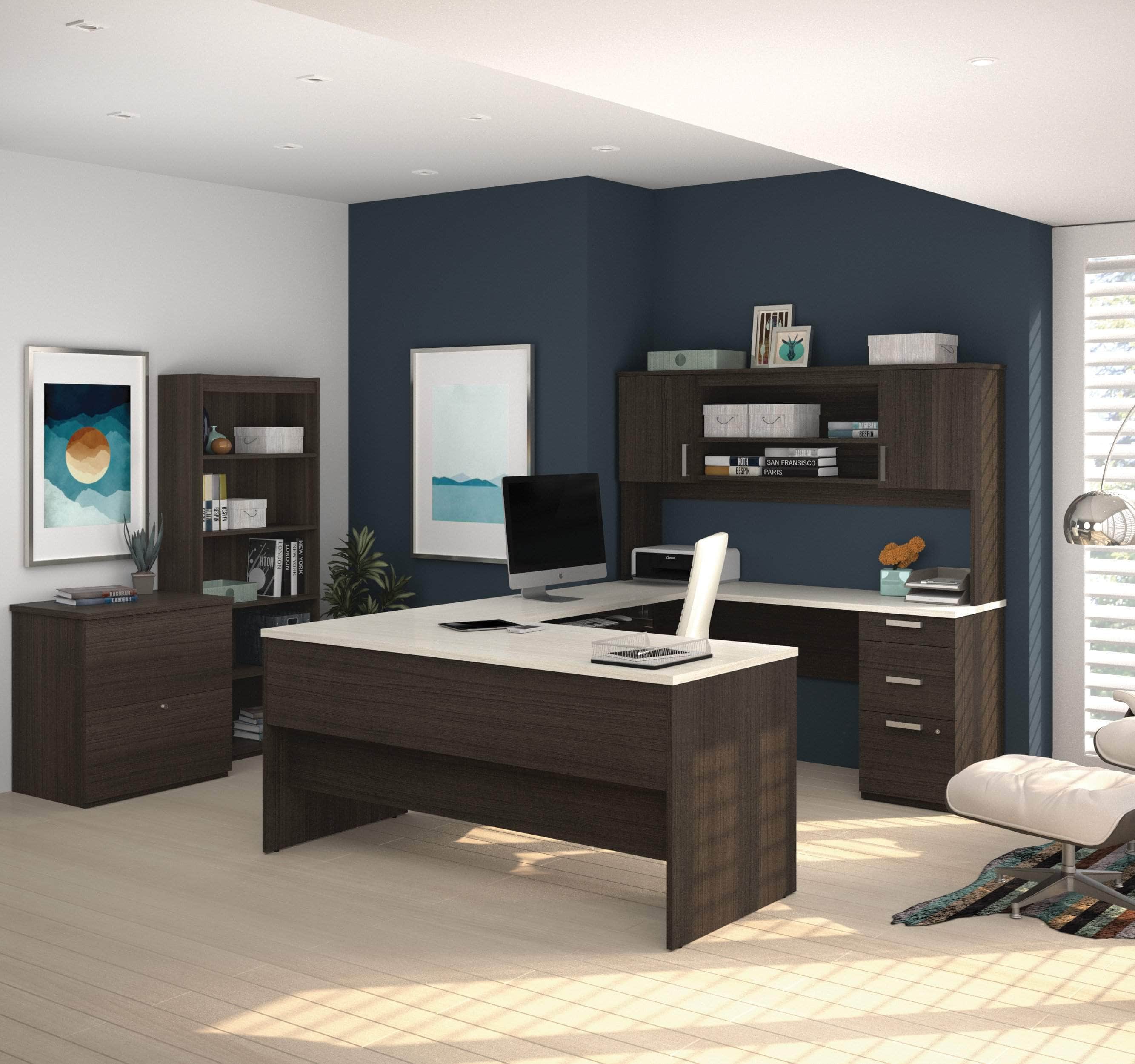 Ridgeley Executive Computer Desk with Hutch, Lateral File Cabinet & Bookcase - 2 Color Options | Home Office & Study Room Furniture for Professionals