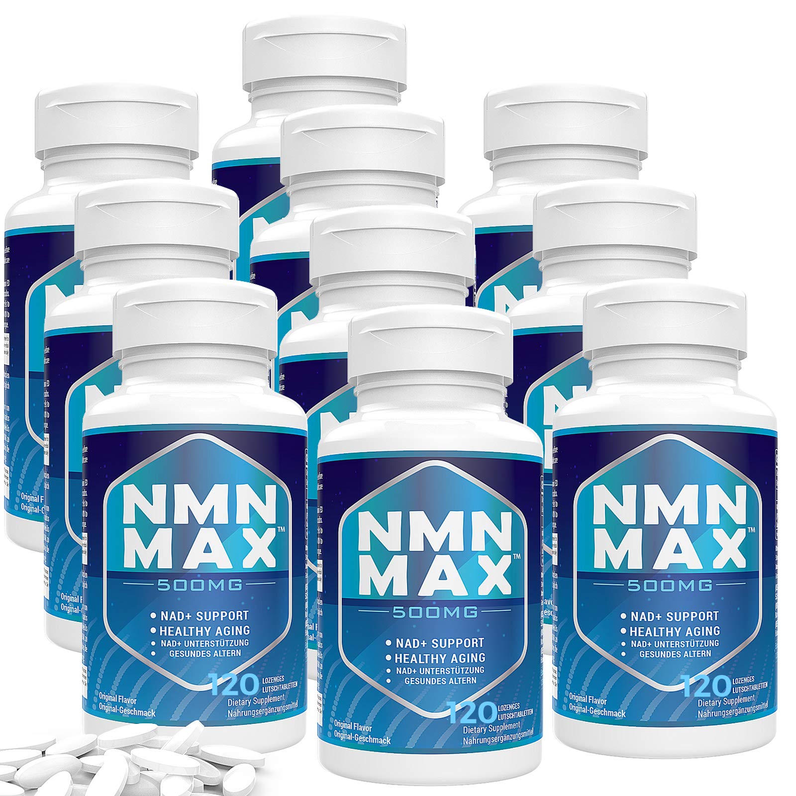 NMN Supplement 500mg - Fast-Acting Sublingual NMN Nicotinamide Mononucleotide for NAD+ Boost | Anti-Aging Cellular Repair & Immune Support | 1200 Lozenges | Ideal for Energy Enhancement & Longevity Wellness