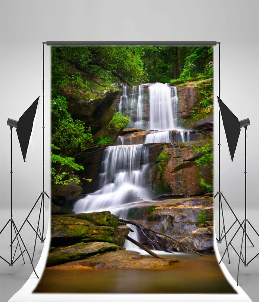 Yeele 5x7ft Waterfall Photography Backdrop - National Park Tropical Rainforest Jungle Background with Cascade Stream for Nature Landscape Travel Photo Shoots | Perfect for Kids & Adult Photo Booth, Studio Props (Ideal for Birthday Parties, Baby Showers & Themed Events)