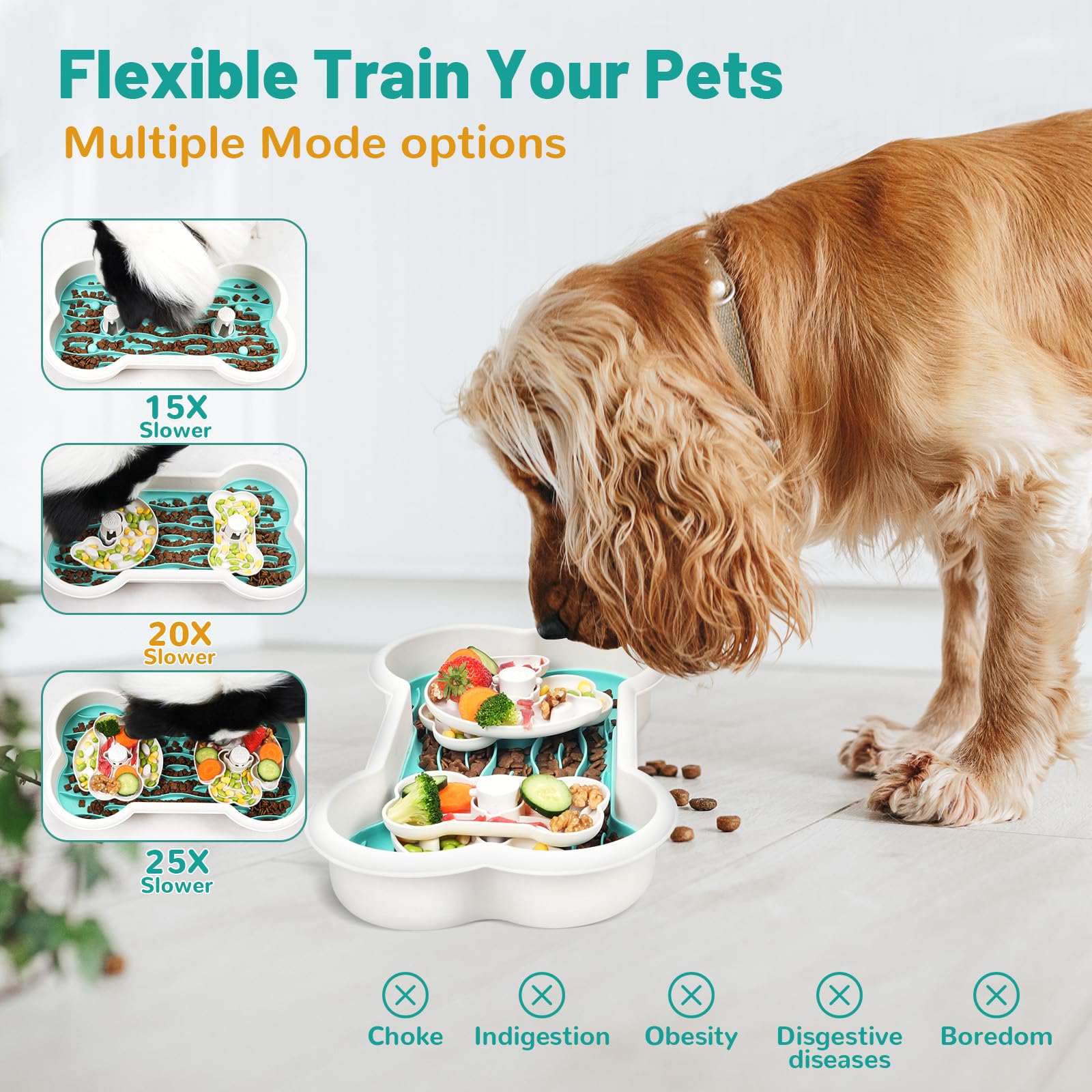 **Slow Feeder Dog Bowls for Large Breeds – Anti-Choking Interactive Pet Bowl for Dry, Wet & Raw Food – Bloat Stop Design with Non-Slip Silicone Mat – Perfect for Fast Eaters & Mealtime Enrichment**    *(Ideal for Large Dogs, Puppies & Pets Prone to Bloat – Great for Portion Control & Mental Stimulation During Feeding)*