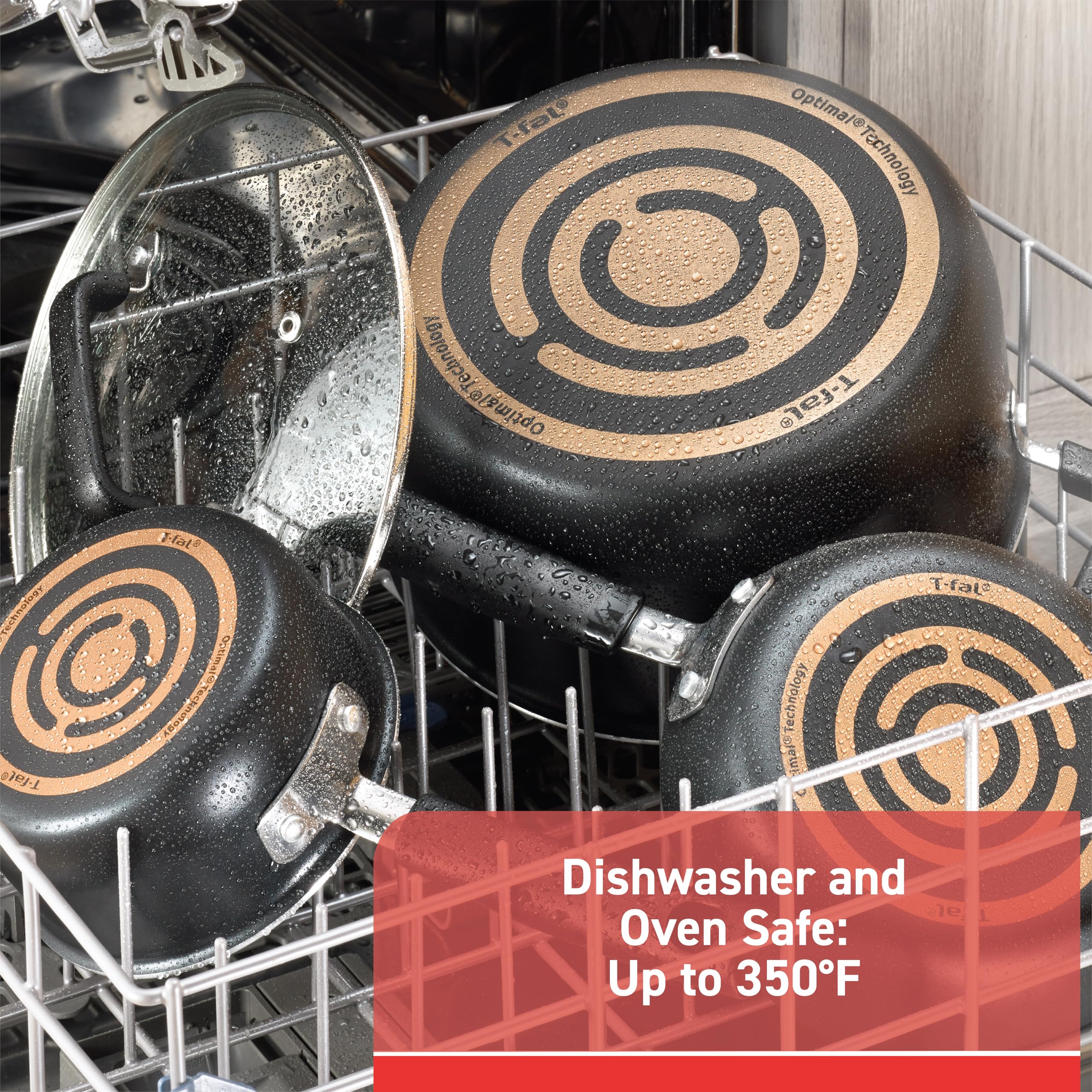 T-fal Signature Non Stick Fry Pan Set - 2 Piece (8 & 10.5 Inch) Oven Safe to 350°F with Heat Indicator | Dishwasher Safe Black Cookware for Sautéing, Frying & Baking | Perfect for Home Kitchen & Professional Use