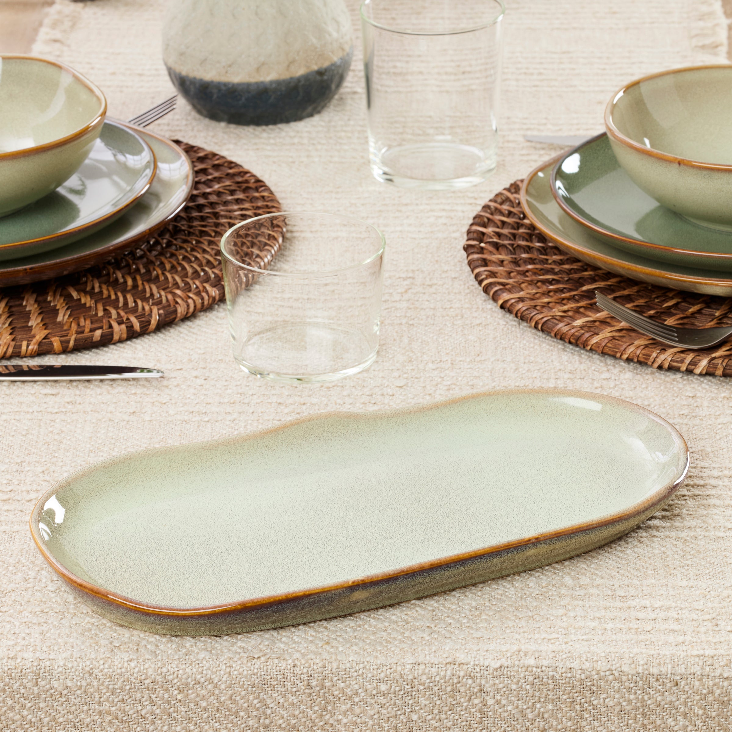 Organic Green 2-Piece Serving Set - Eco-Friendly Tableware for Salads, Appetizers & Entertaining - Perfect for Dinner Parties & Picnics