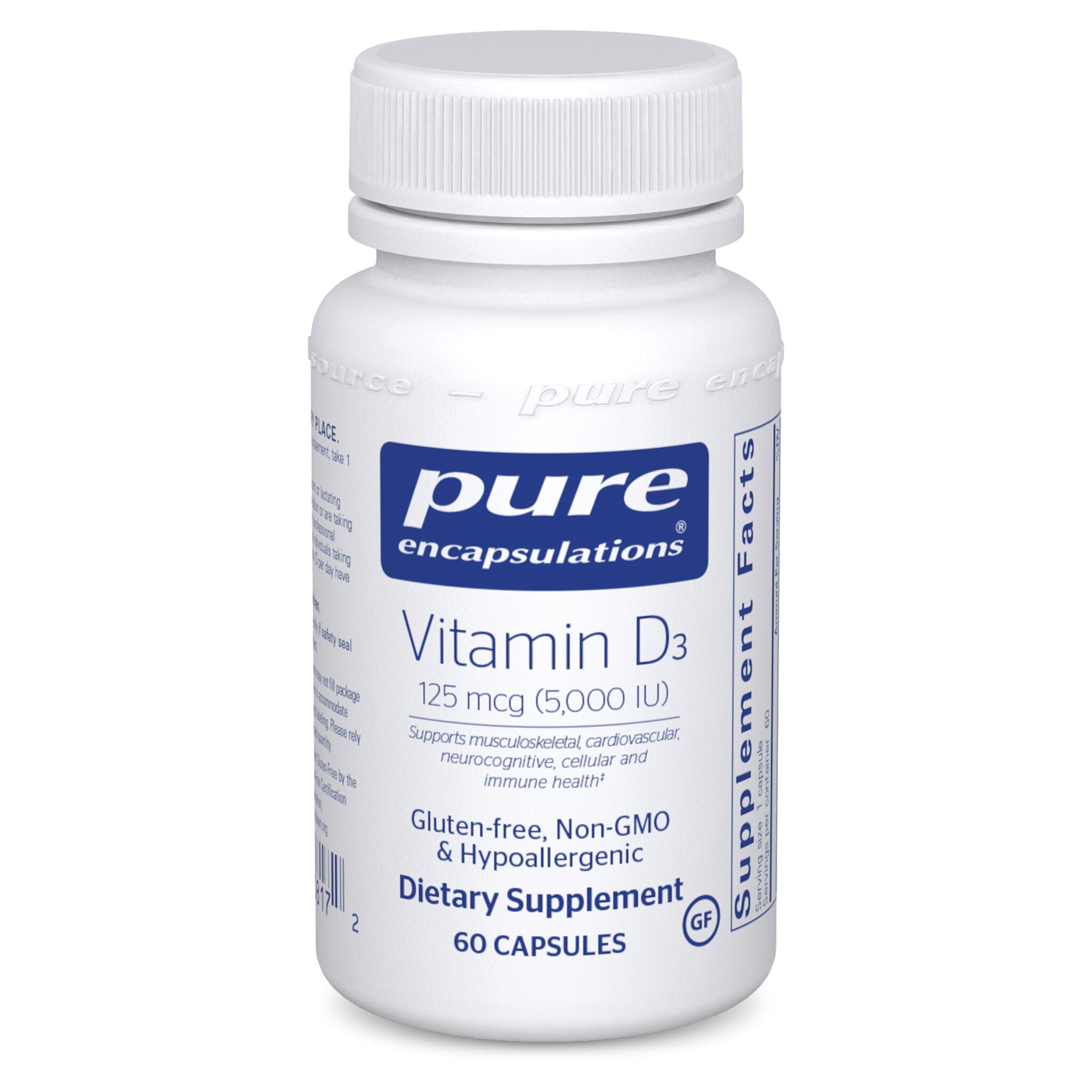 Pure Encapsulations Vitamin D3 125 mcg (5,000 IU) Supplement - Supports Bone Health & Immune System - For Daily Wellness & Seasonal Immune Support