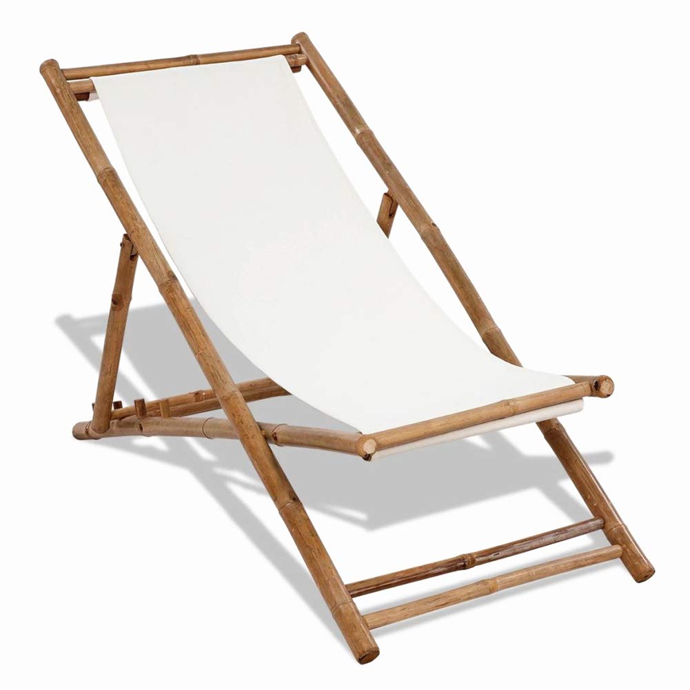 BLUECC Bamboo Chaise Lounge Chair - Outdoor Sun Lounger with Adjustable Backrest, Lightweight & Portable for Patio, Poolside, Beach, and Garden Relaxation