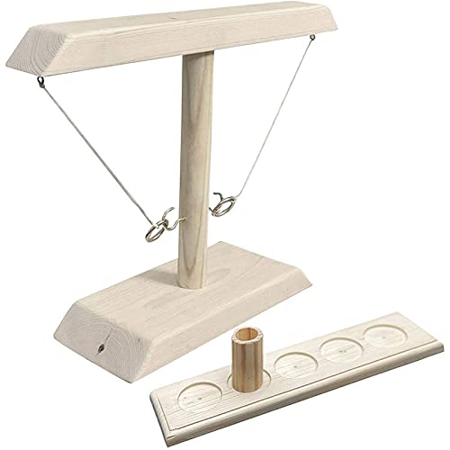 Premium Wooden Ring Toss Game Set with Drinking Shot Ladder - Handcrafted Outdoor & Indoor Tossing Game for Adults - Perfect for Backyard Parties, Bar Games, Travel Entertainment & Family Fun (Brown)