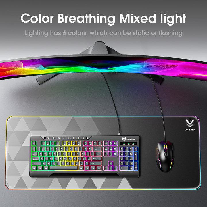ONIKUMA G32 Matte Black Wired Gaming Keyboard with RGB Backlight - Mechanical Feel Keys for PC Gaming, Typing & Office Work