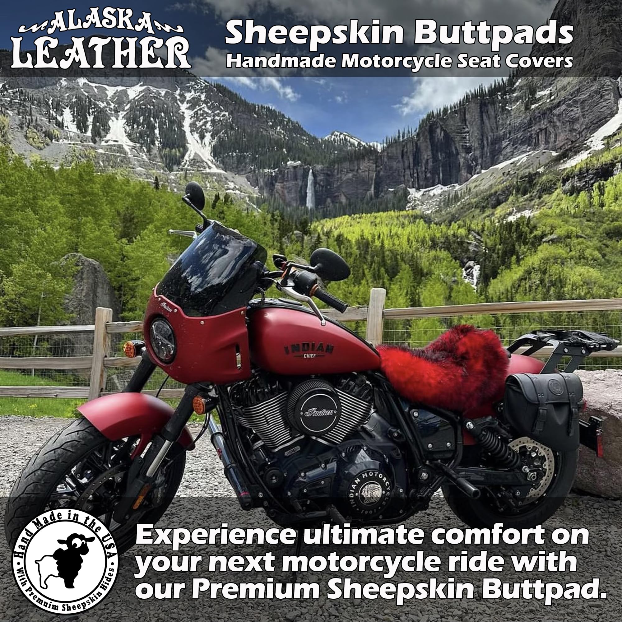 Premium Large Sheepskin Buttpad® - Comfortable Motorcycle Seat Cushion with Long Hair Twilight Fur for Harley, Cruiser & Touring Bikes - Ideal for Long Rides & Road Trips