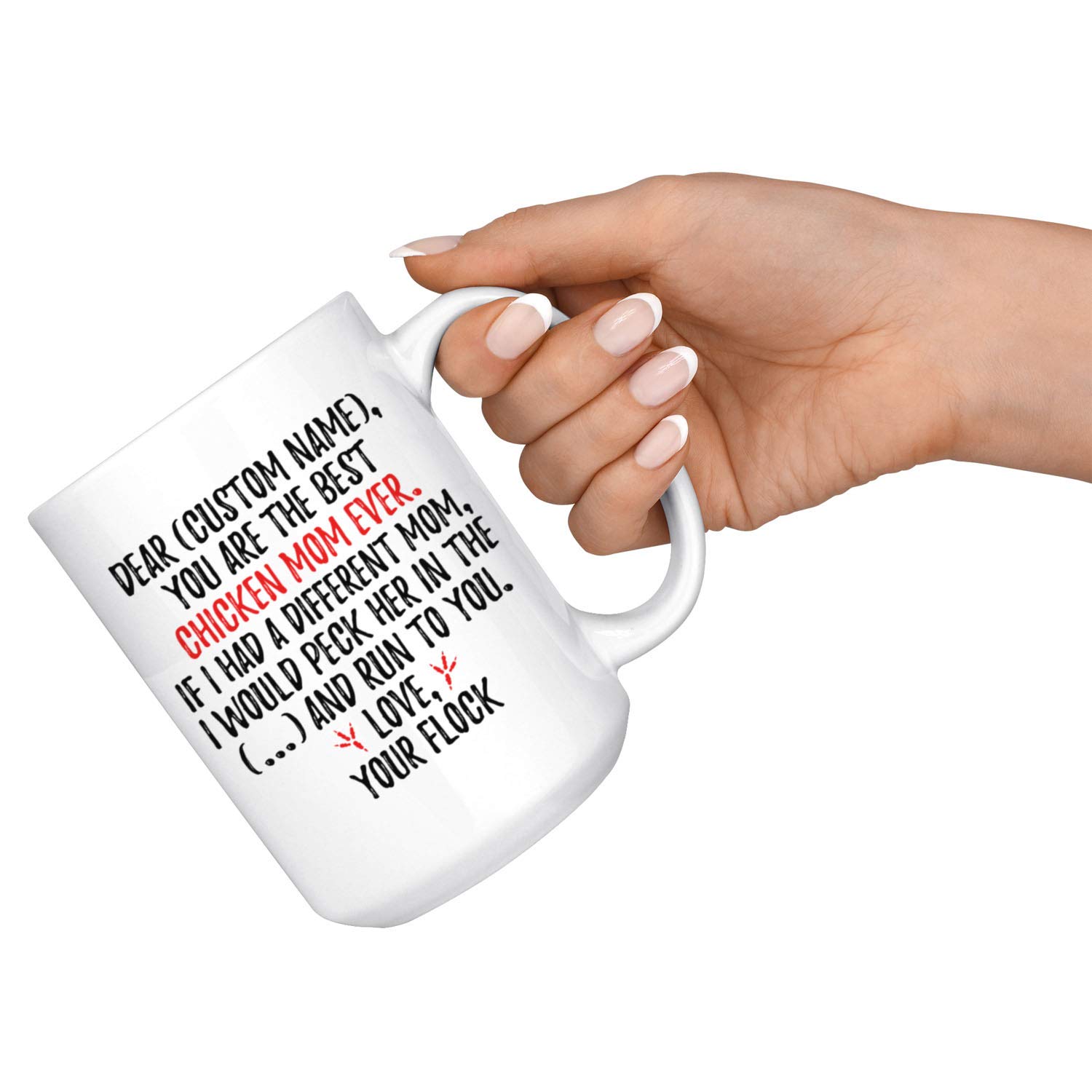 Personalized Chicken Mom Mug - 15 oz Funny Chicken Lover Gift for Women, Chicken Owner Present, Unique Coffee Cup for Chicken Enthusiasts - Perfect for Mother's Day, Birthday & Farmhouse Decor
