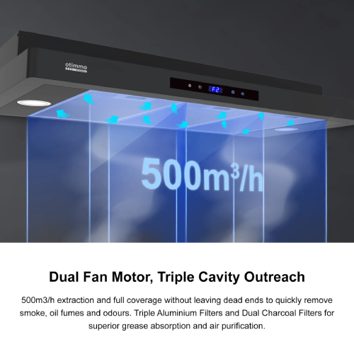 Europace ECH5501DBK 90cm Slimline Kitchen Extractor Hood - Powerful 600m³/h Extraction, Quiet Operation, LED Lighting - Perfect for Modern Kitchens & Small Spaces