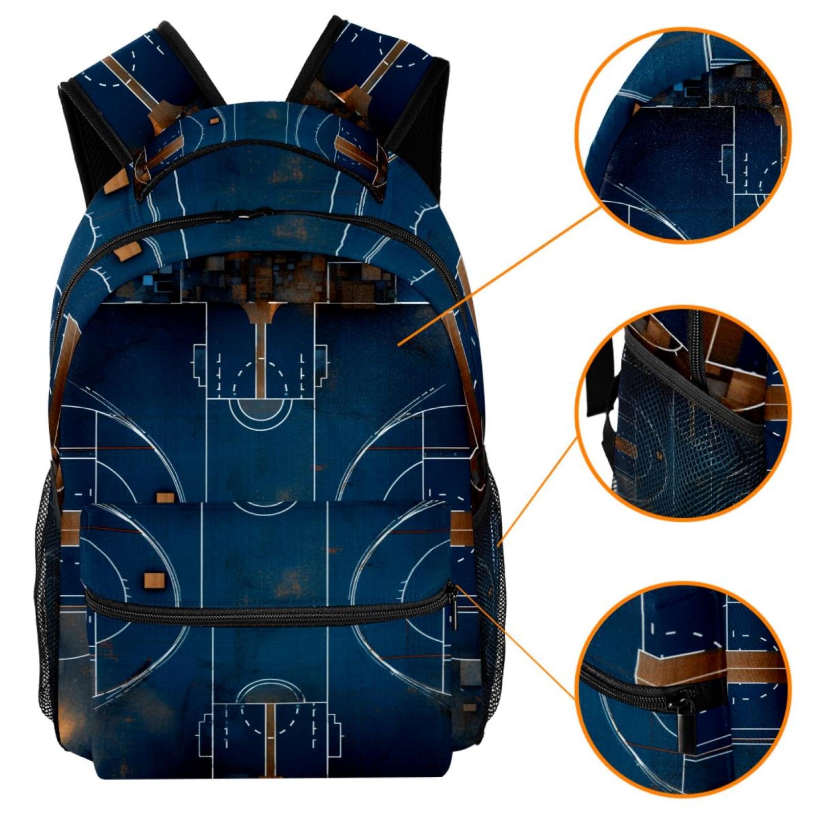 Men's & Women's Travel Backpack - Durable & Stylish Basketball Court Design Backpack for Hiking, Gym, School & Daily Use