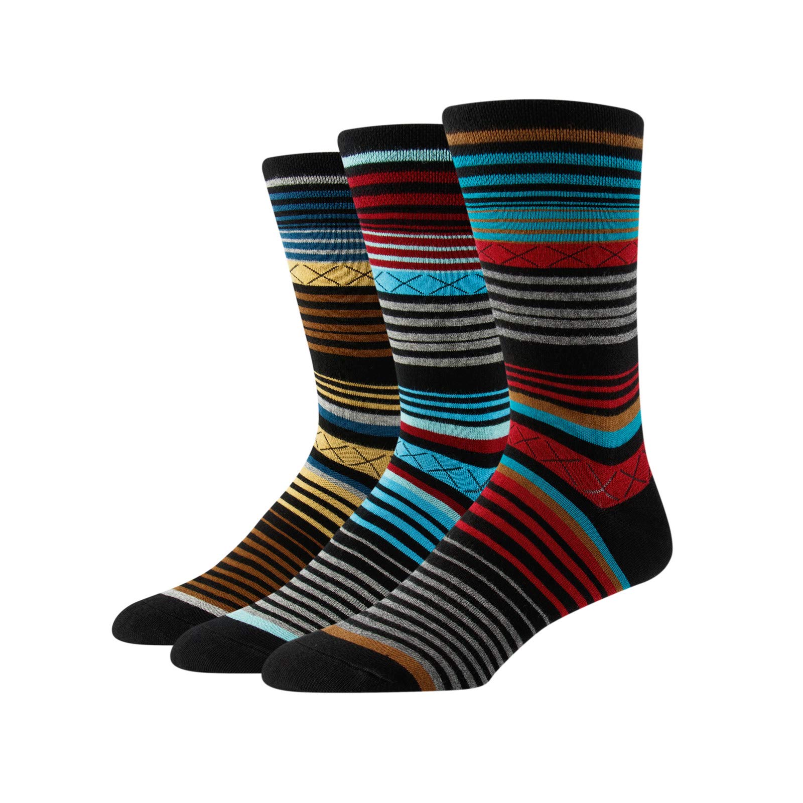Funny Novelty Dress Socks for Men - 3 Pack Colorful Crew Socks with Fun Patterns | Perfect for Gifts, Costumes & Casual Wear