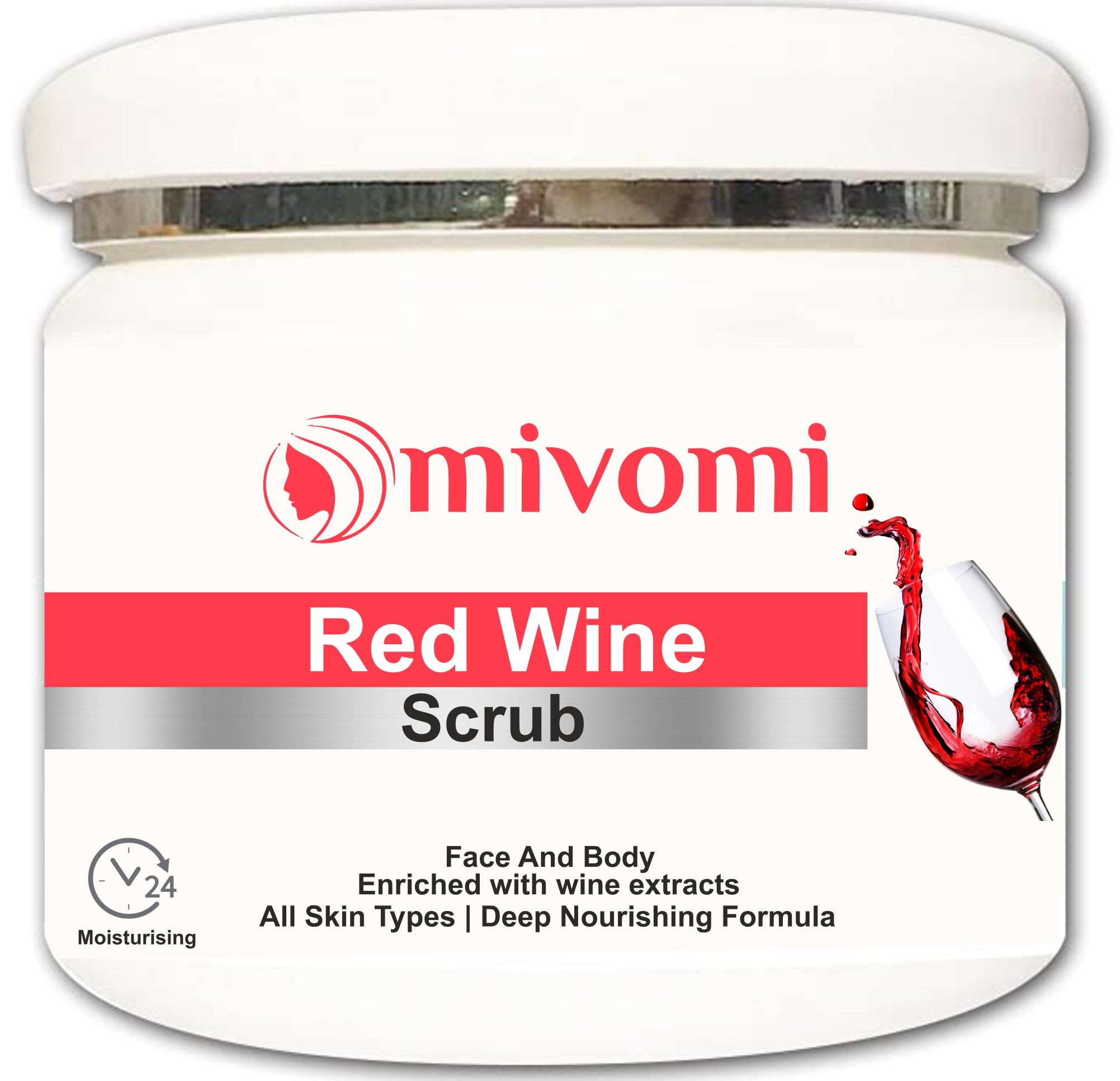 Mivomi Red Wine Scrub 250ml - Exfoliating Face & Body Scrub for Glowing Skin | Anti-Aging & Skin Renewal | Perfect for Spa Day & Self-Care Routine