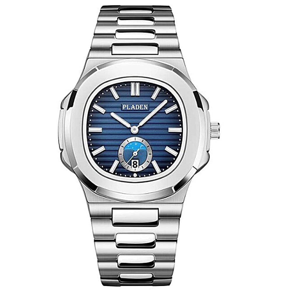 TIME WARRIOR Pladen Men's Luxury Quartz Watch 2021 - Stainless Steel Analog Dress Watch with Patek Philippe Style - Perfect for Business, Formal Events & Gifts