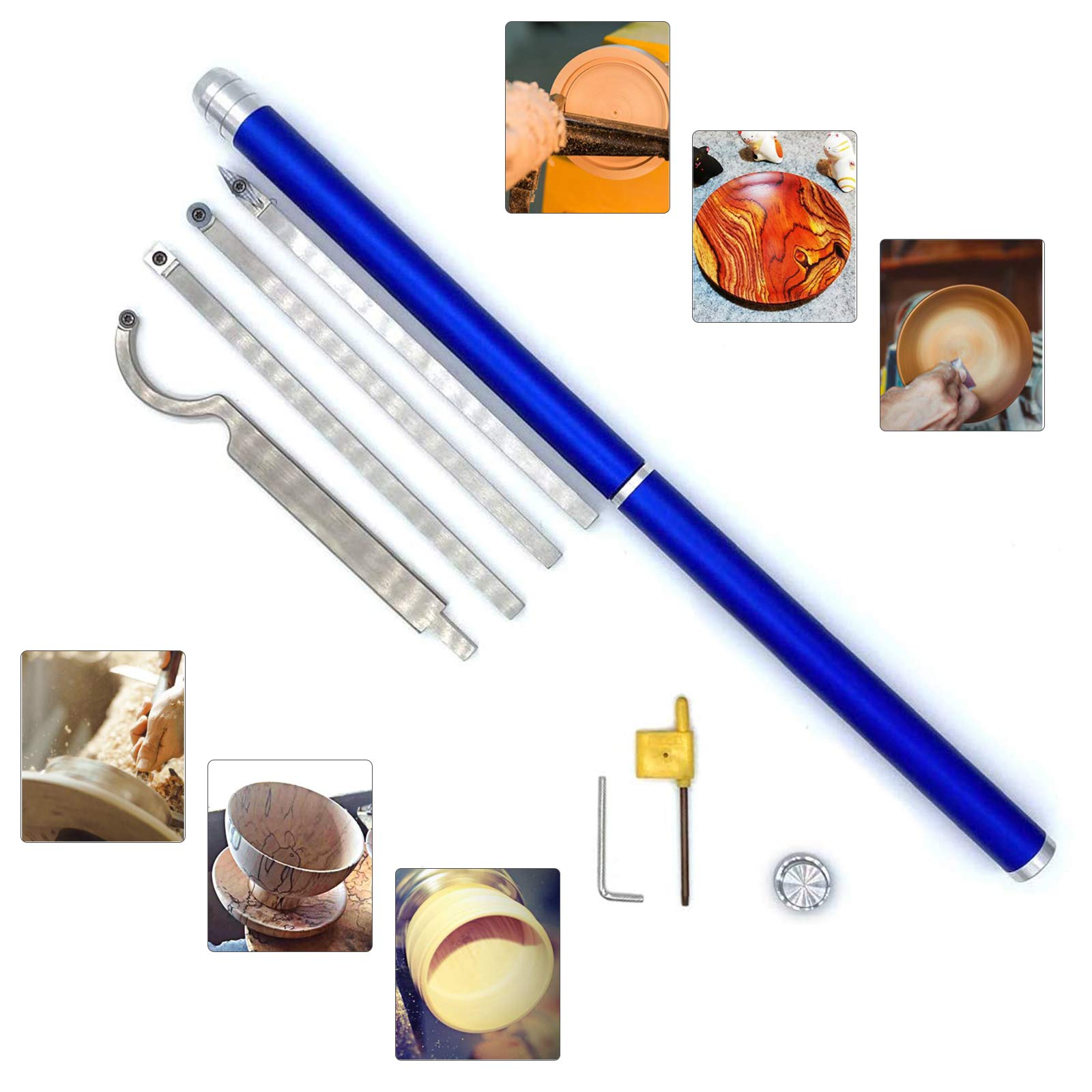 Premium Carbide Wood Lathe Tools Set - Round, Square & Diamond Inserts with Interchangeable Aluminum Alloy Handle - Perfect for Woodturning, Bowl Making & Furniture Crafting