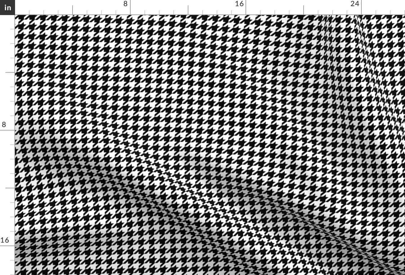 Houndstooth Check Black White Printed Minky Fabric - Small Classic Bold Graphic Design for Sewing Baby Blankets, Quilt Backing & Plush Toys - Soft & Durable Spoonflower Fabric for DIY Crafts & Home Decor