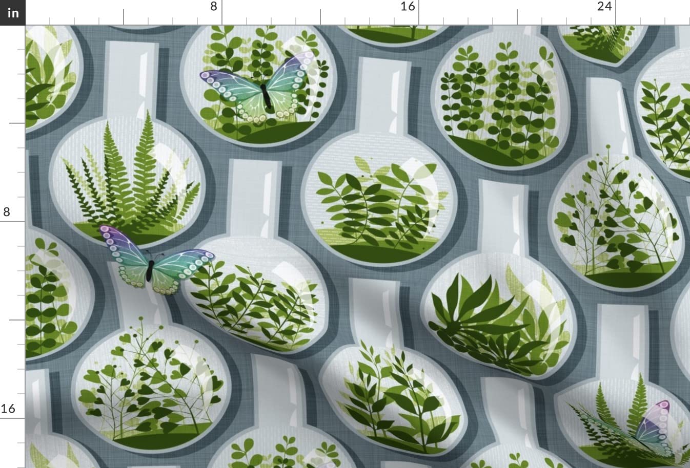 Tiny Planets Garden Butterfly Botanical Science Biology Earth Fair Printed Minky Fabric by The Yard - Soft Plush Material for Sewing Baby Blankets, Quilt Backing & DIY Home Decor Projects