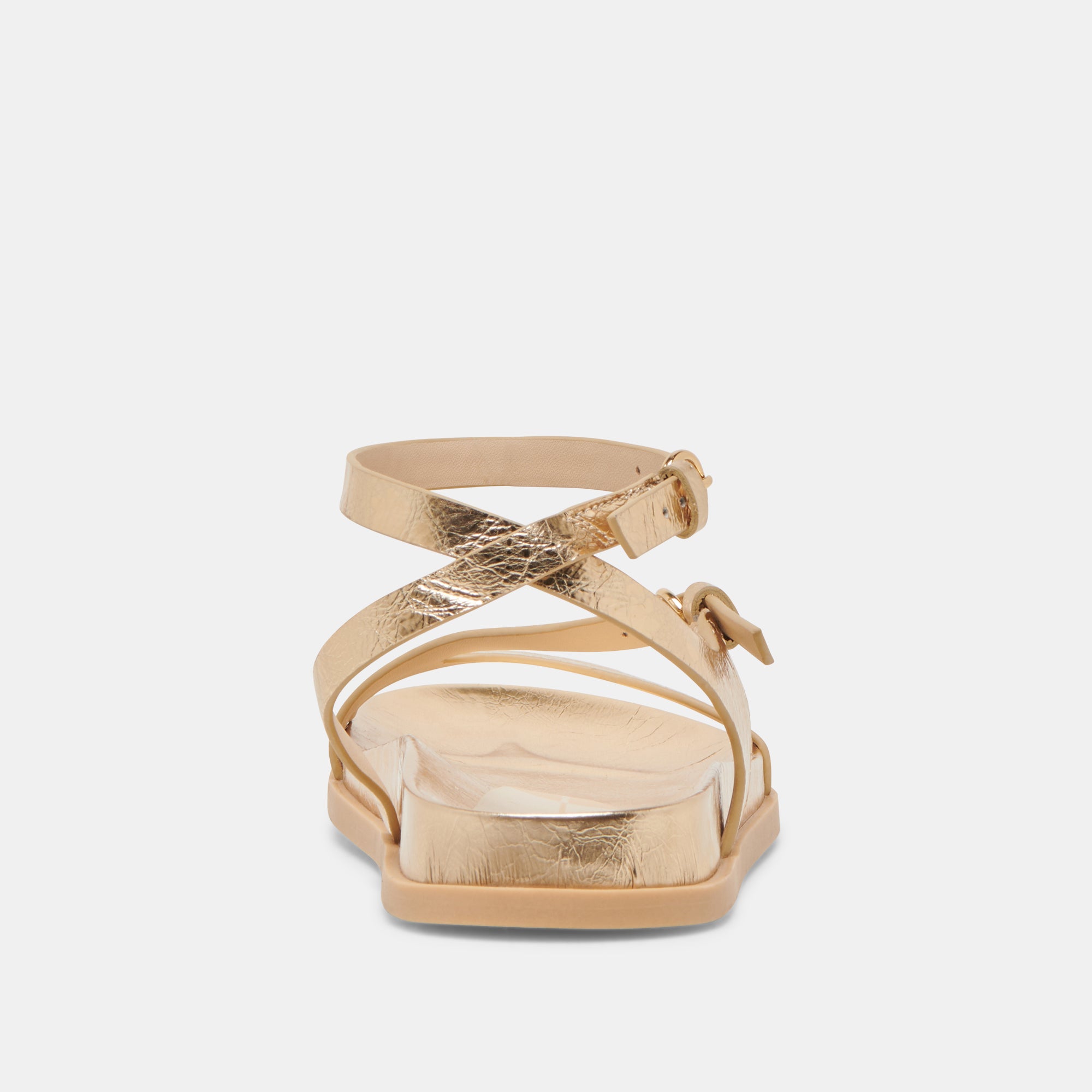 Darlis Women's Gold Distressed Leather Sandals - Comfortable & Stylish for Beach, Vacation, and Summer Outfits