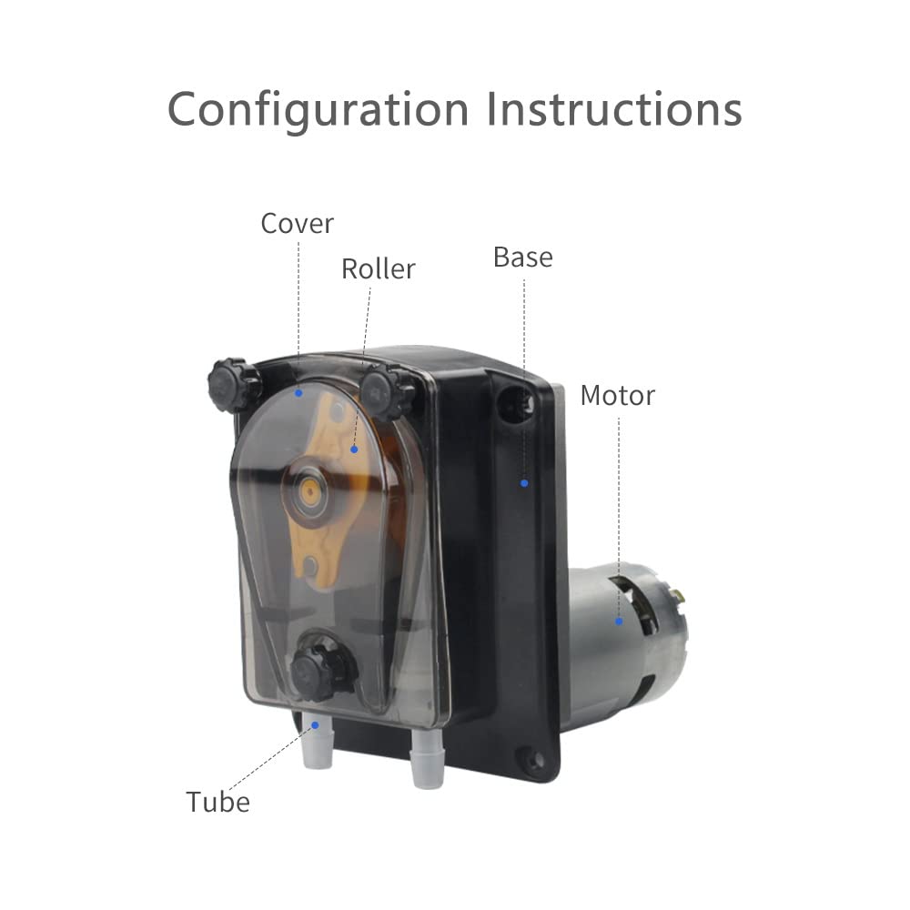 304K Peristaltic Pump 1000ml - High Flow Food Grade Liquid Filling Pump with 12V/24V DC Stepper Motor - Ideal for Beverage Dispensing, Coffee Machines, and Industrial Dosing Applications (304K/ZLX-24V-300R-24#-≤975ml/min)