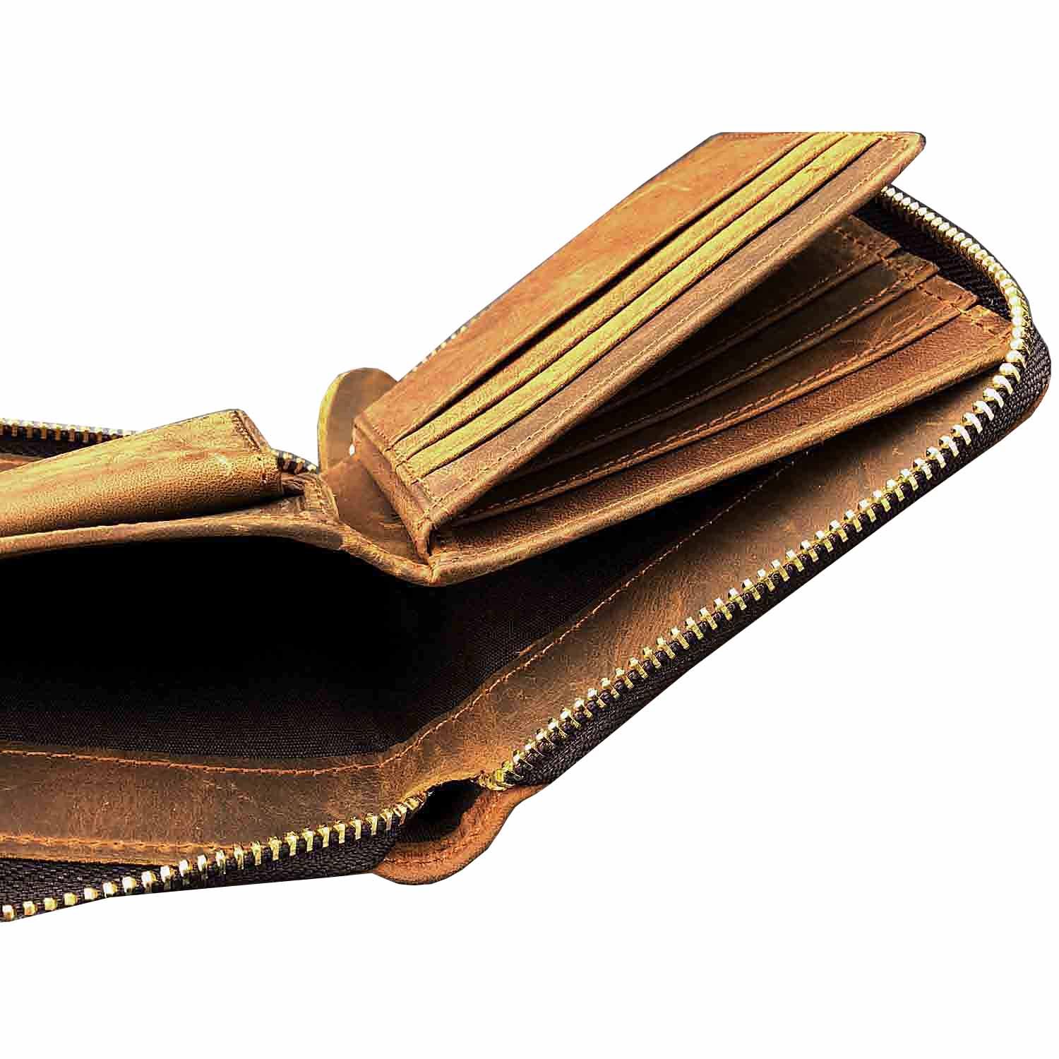 Men's Genuine Leather Cowboy Wallet with Chain - RFID Blocking Bifold Credit Card Holder & Coin Purse for Western Style (Perfect for Rodeo, Country Music Festivals & Everyday Use)