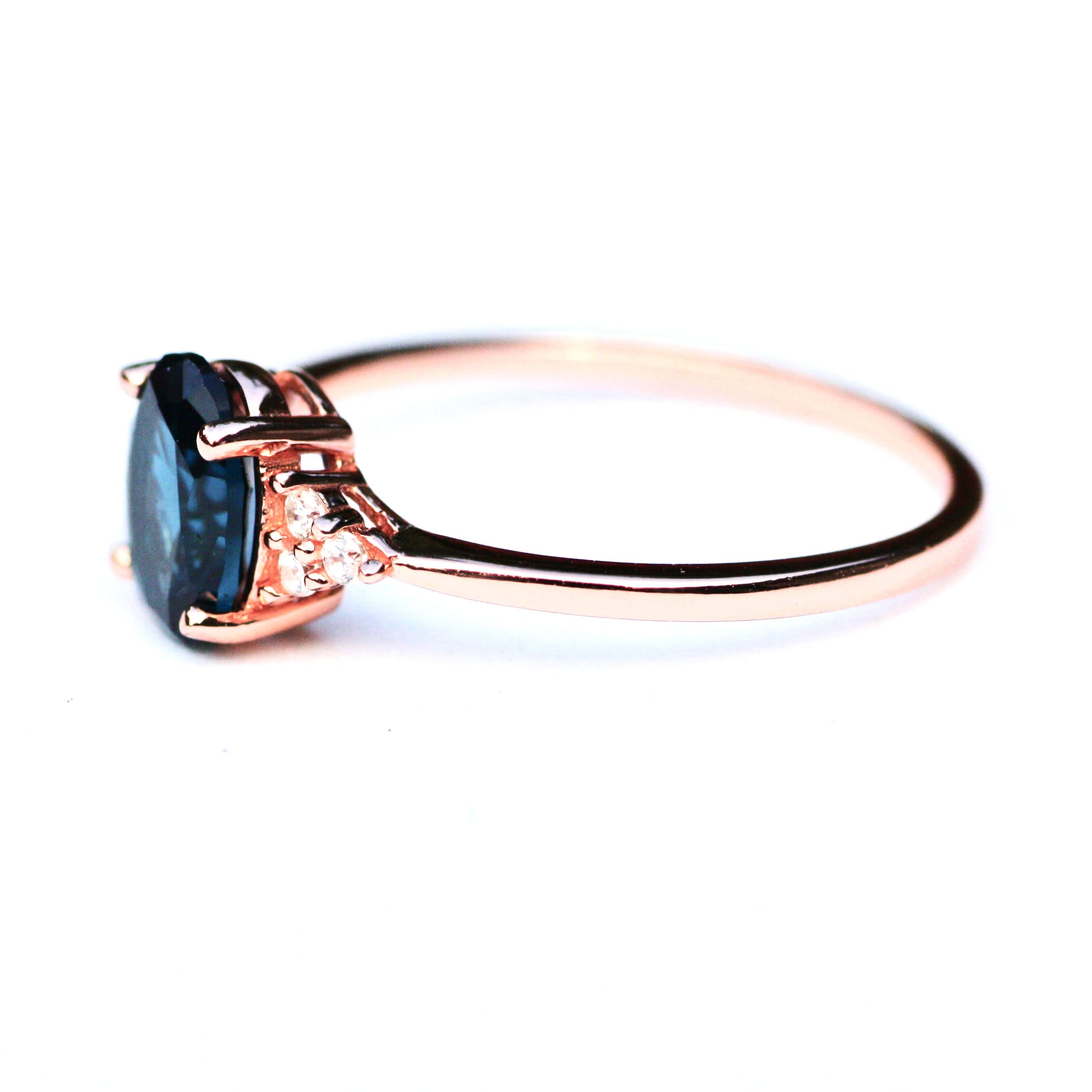 Lab-Created London Blue Topaz Ring in Rose Gold - December Birthstone Jewelry for Women, Perfect for Gifts, Anniversaries & Special Occasions