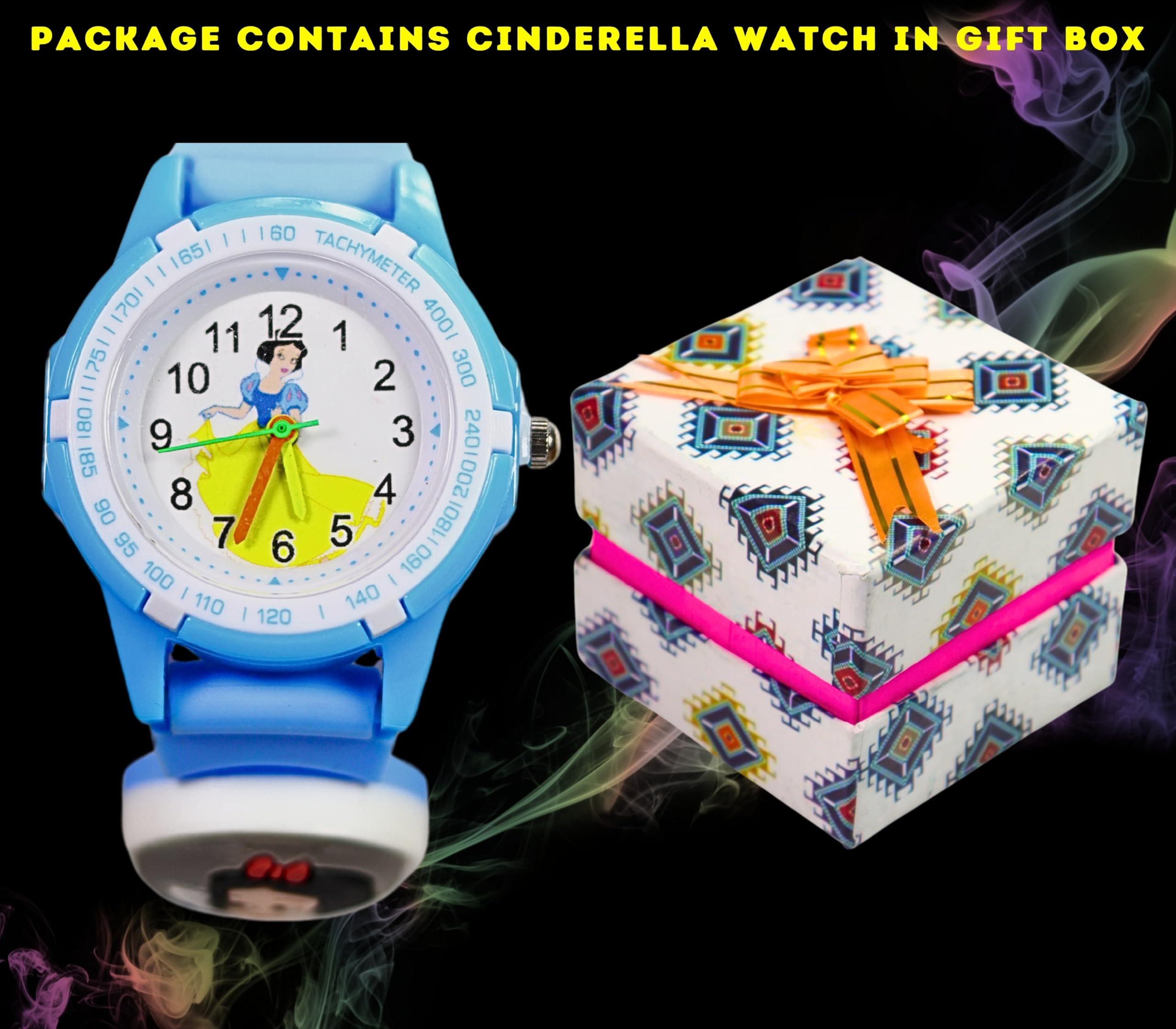 Pyengora Cinderella Girls Watch - Cute Aesthetic Blue LED Wristwatch with Colorful Lights, Perfect Birthday Gift for Kids | Disney Princess Inspired Watch for Parties, Dress-Up & Special Occasions