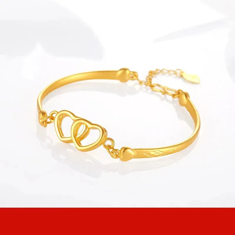 24K Pure Gold Bracelet 999 Solid Real Gold Bangle - Upscale Romantic Classic Jewelry for Women, Trendy Gift for Anniversary, Birthday & Special Occasions