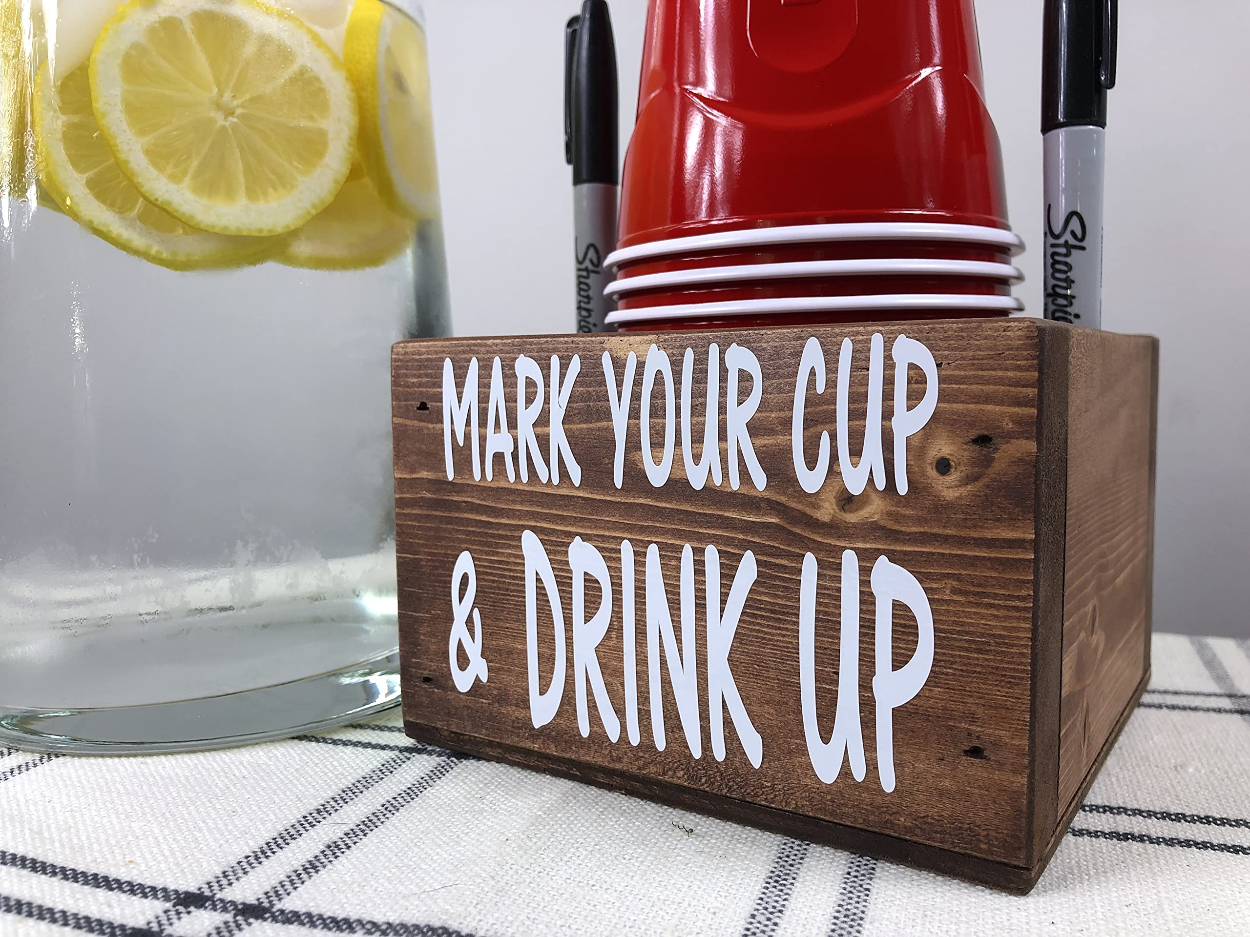 Early American Style Solo Cup Holder with Pen Holder - Perfect for Office, Home, and Party Use