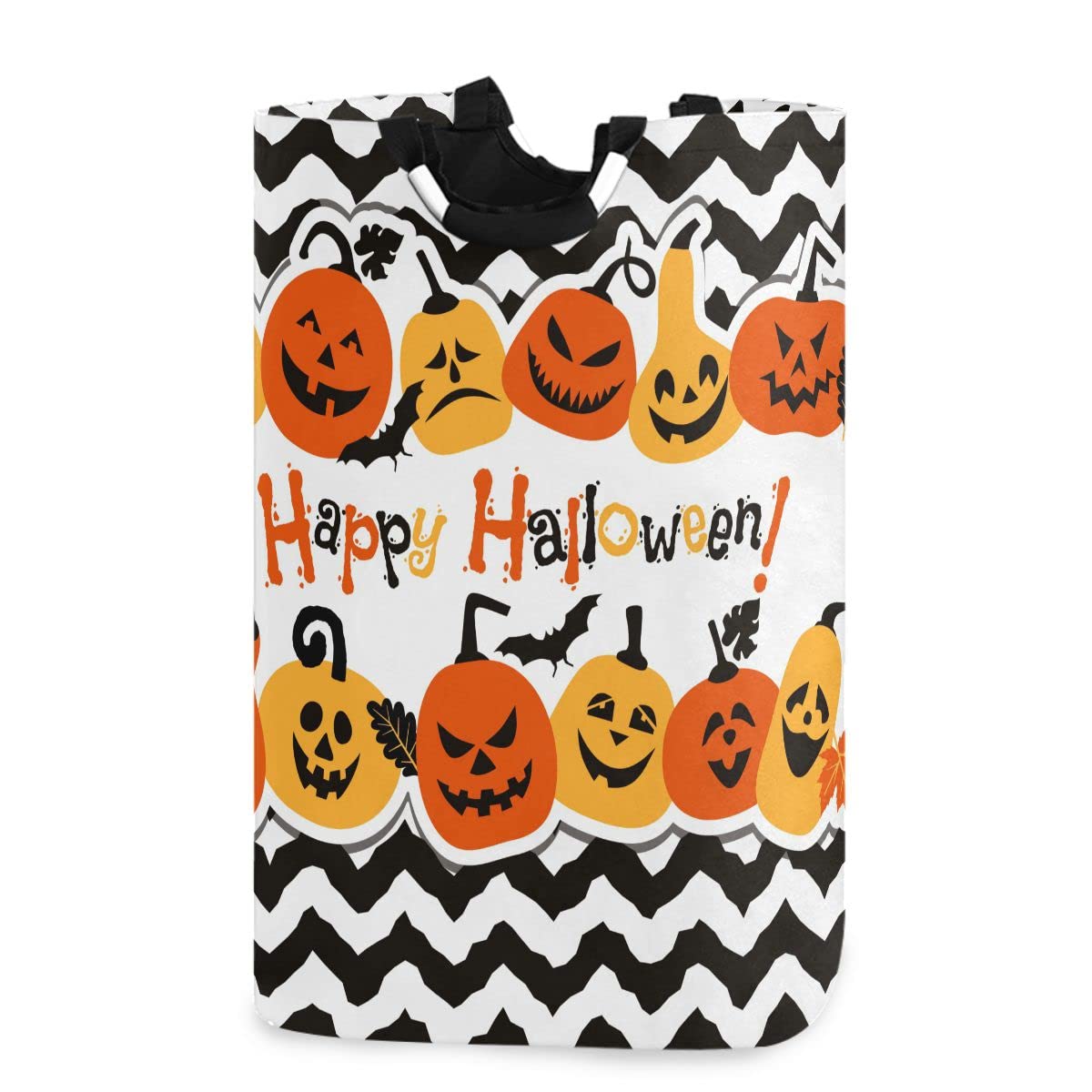 DOMIKING Halloween Pumpkin Cheerful Collapsible Laundry Basket - Kids Room Storage Organizer, Toy Hamper & Dorm Cloth Bag for Dirty Laundry | Perfect for Halloween Decor, Kids Bedroom & College Dorm Organization