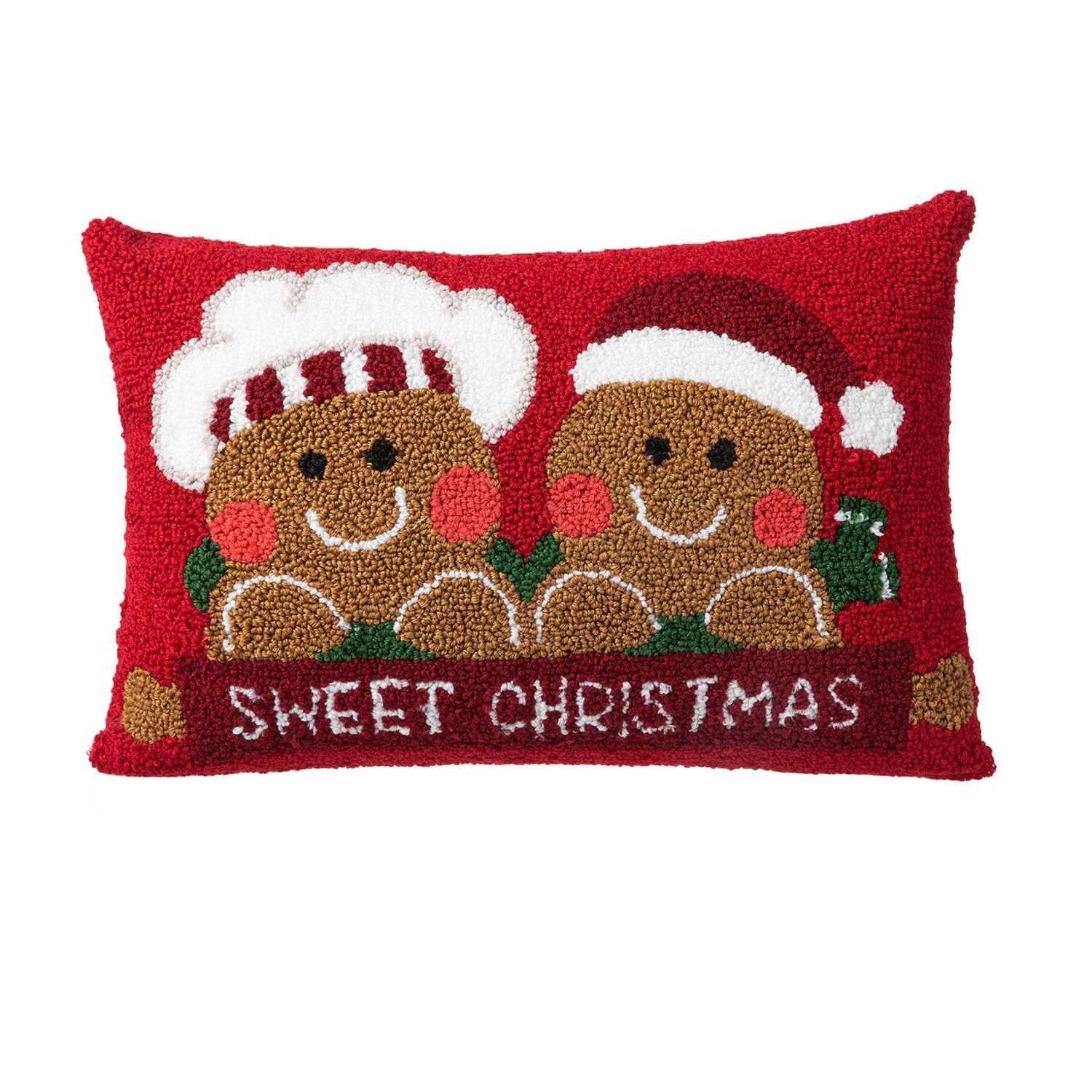 Glitzhome Gingerbread Boy & Girl Christmas Throw Pillows - 18x12 Inch Holiday Decor for Living Room, Bedroom, Sofa - Festive Home Decor for Xmas Tree Skirt & Winter Season