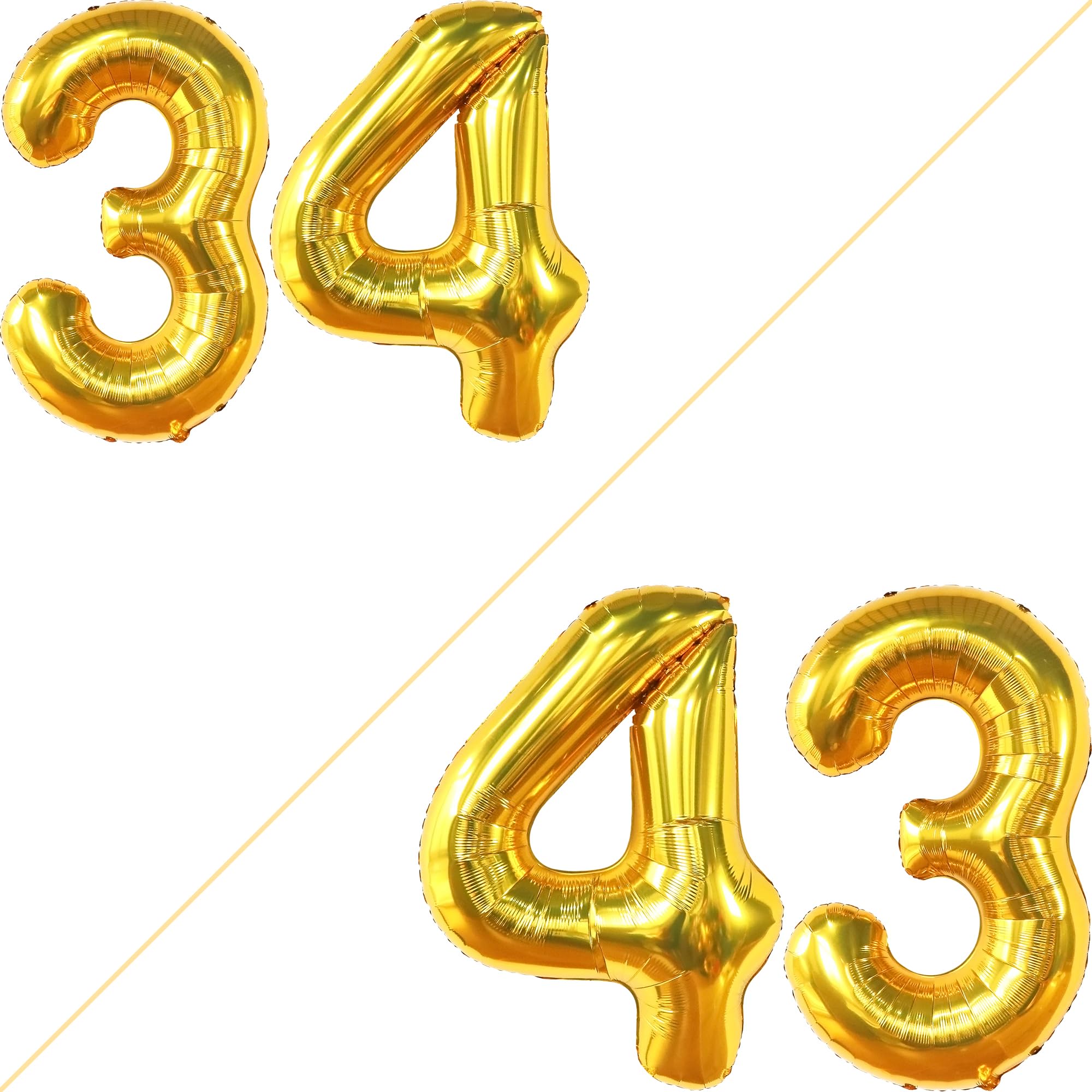 KatchOn Giant Gold 34 Balloon Numbers - 40 Inch Large Foil Balloons for Birthday Party Decorations | 34th Birthday Decor for Women & Men | Anniversary Celebration, Photo Backdrop, Graduation, Baby Shower Decorations