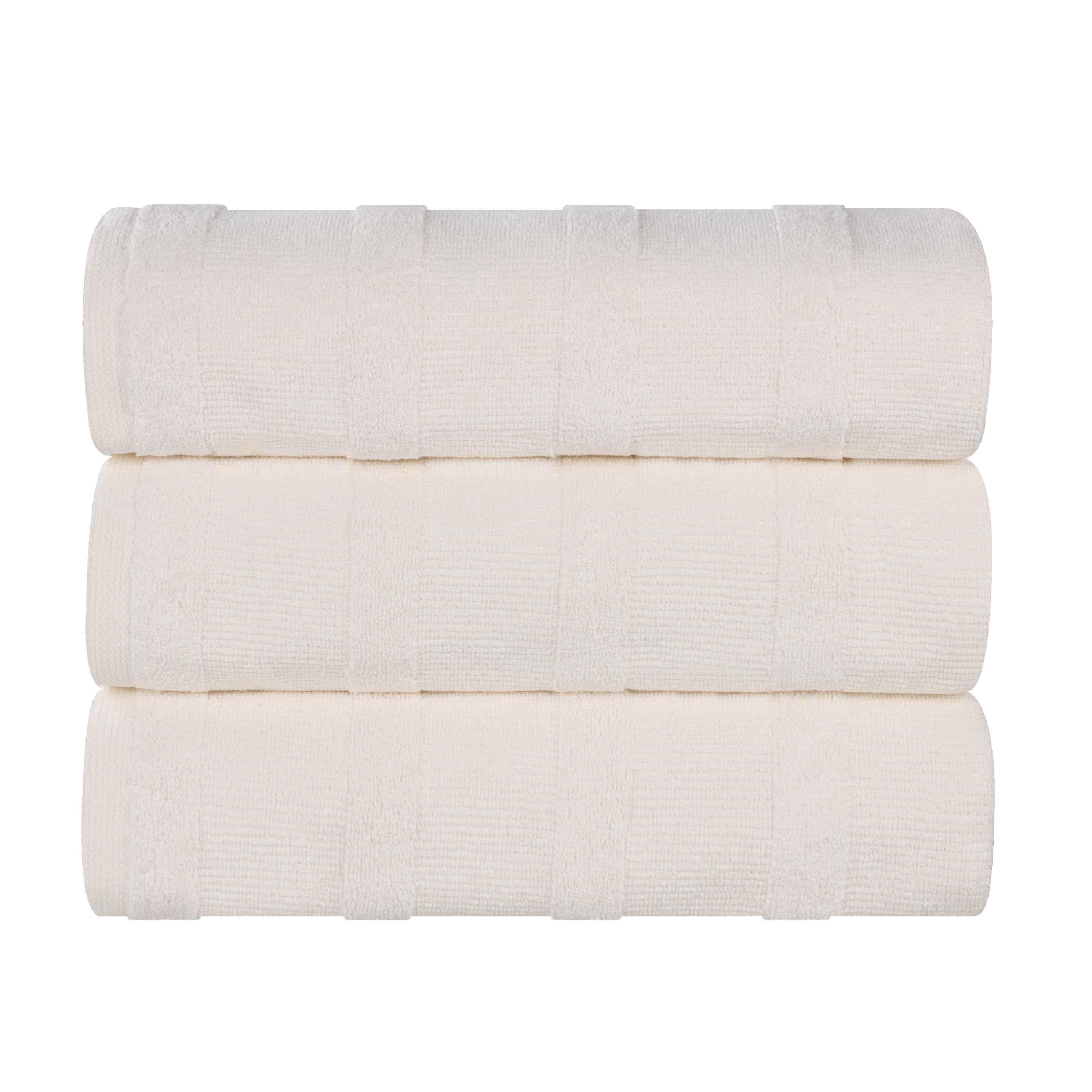 Premium Roma Cotton Ribbed Textured Bath Towels Set of 3 - Ultra Soft & Absorbent Luxury Towels for Spa, Bathroom & Beach Use