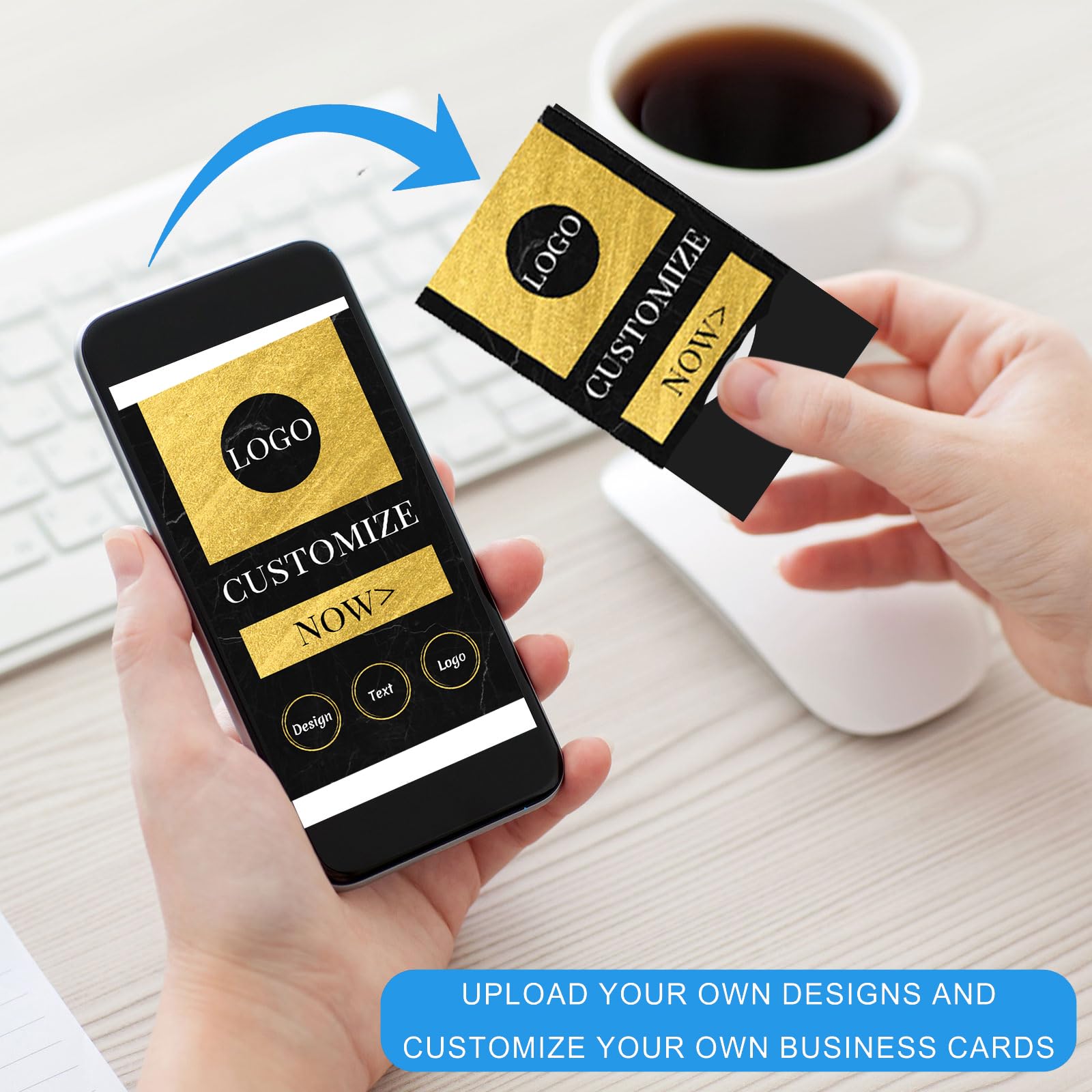 Custom Business Cards with Logo - Personalized & Printable Double-Sided Waterproof Design - 100/200/500/1000 Quantity Options for Small Business - Perfect for Networking, Branding & Professional Marketing