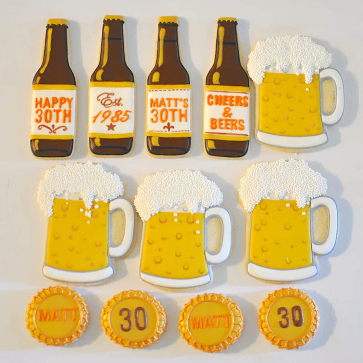 Stainless Steel Beer Themed Cookie Cutters Set - Baby Brewing Beer Mug, Bottle, Onesie, Rattle & Photo Plaques - Dough & Fondant Biscuit Molds for Baby Showers, Birthdays & Baking Parties