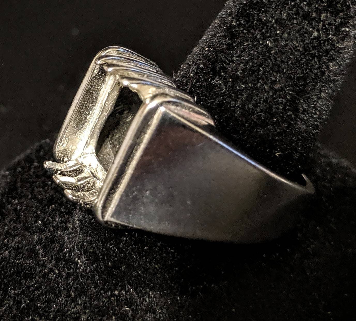 10x8mm & 12x10mm Emerald Cut Sterling Silver or 10K Gold Pre-Notched Blank Men's Ring Size 10 - Wedding Band, Engagement Ring Setting (163 304/143 304) - Perfect for Proposals, Anniversaries & Gifts