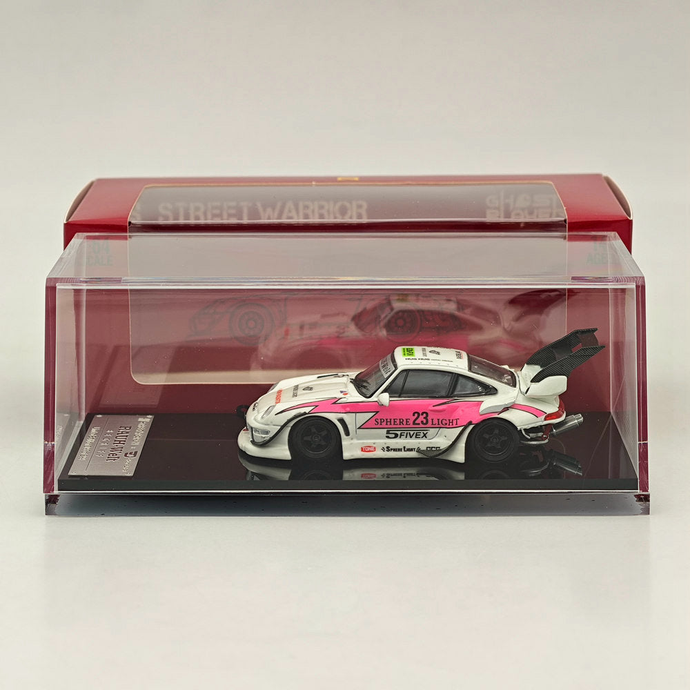 1/64 Scale RWB Porsche 993 Rauh-Welt Modified Pink #23 Tall Wing Diecast Model Car - Limited Edition Collectible for Display & Racing Enthusiasts