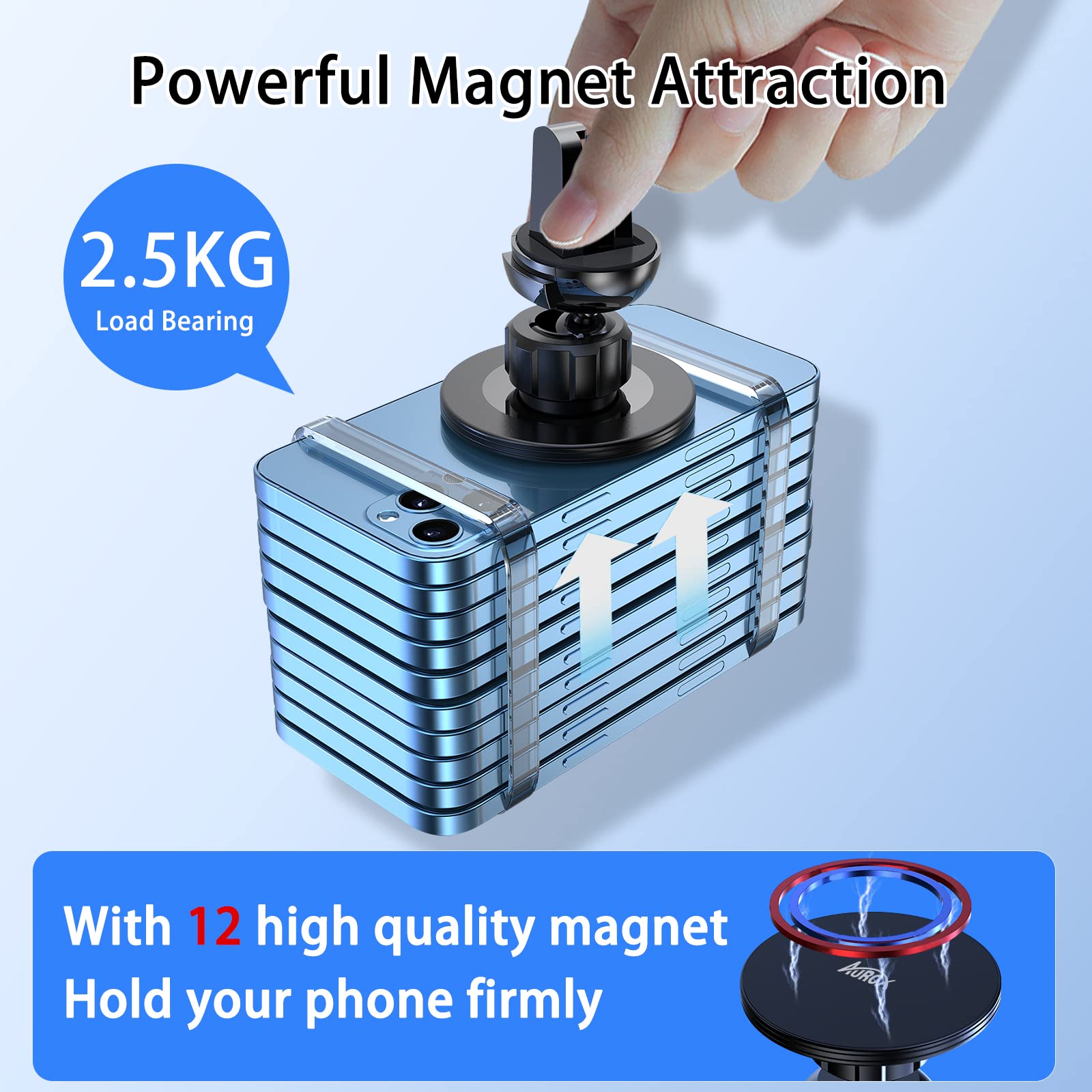 Magnetic Car Phone Holder for iPhone 15 14 13 12 Series - 360° Adjustable Magsafe Compatible Air Vent Phone Mount - Secure Hands-Free Driving (Black) | Perfect for GPS Navigation, Music Control & Safe Commuting