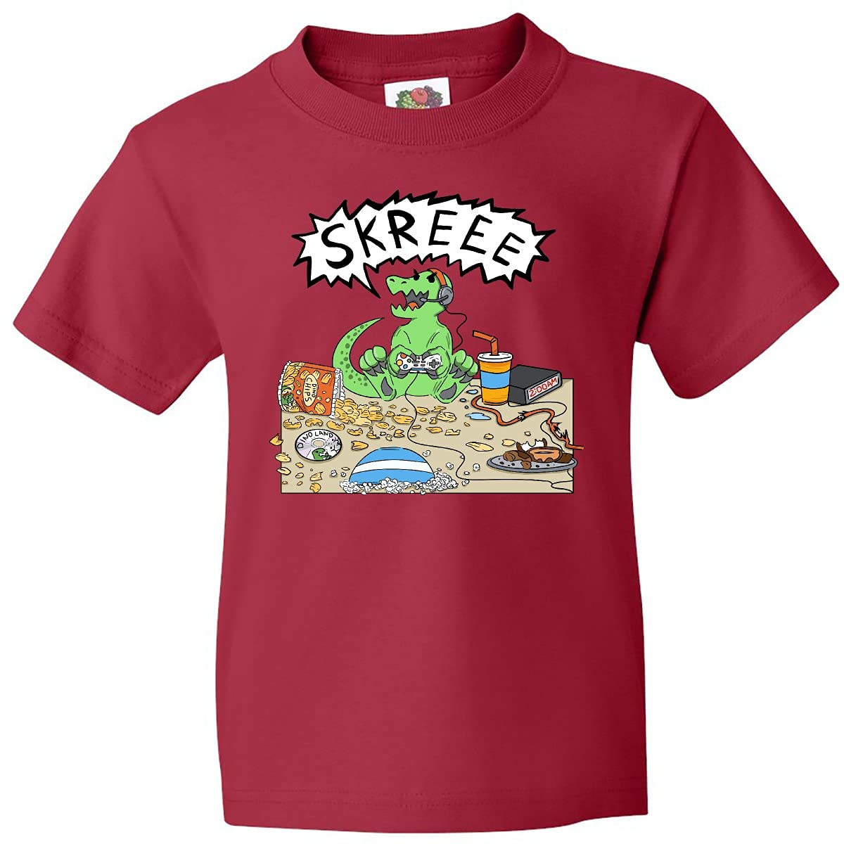 Inktastic Gaming Dinosaur Youth T-Shirt - Cool Dino Graphic Tee for Kids & Teens - Perfect for Gaming, School & Casual Wear