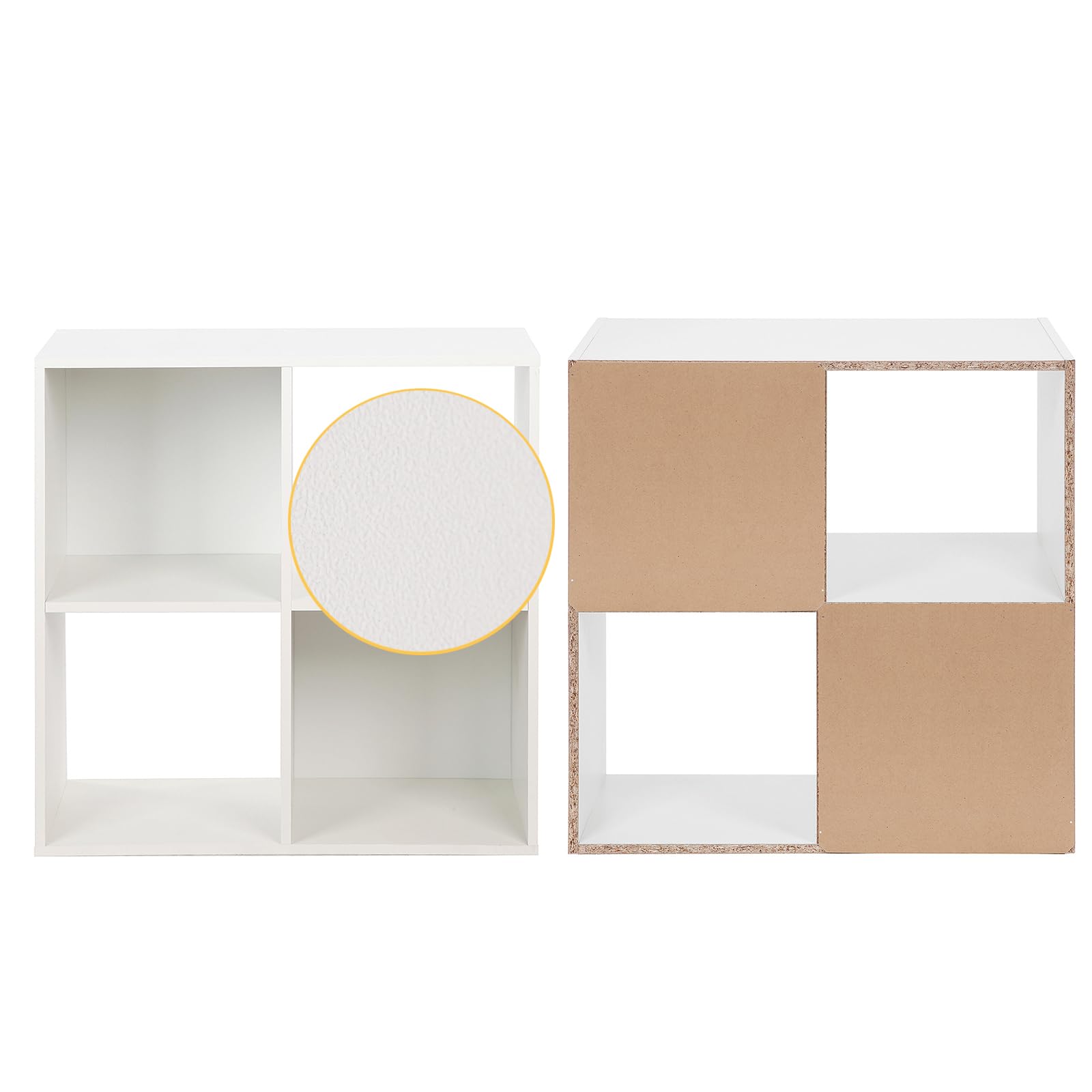 PACHIRA Wooden Storage Cubes Bookcase - 4 Cube Organizer Shelf for Living Room, Bedroom, Study | White Closet Cabinet & Unit Shelf | Perfect for Home Office, Dorm Room, Kids Room Organization