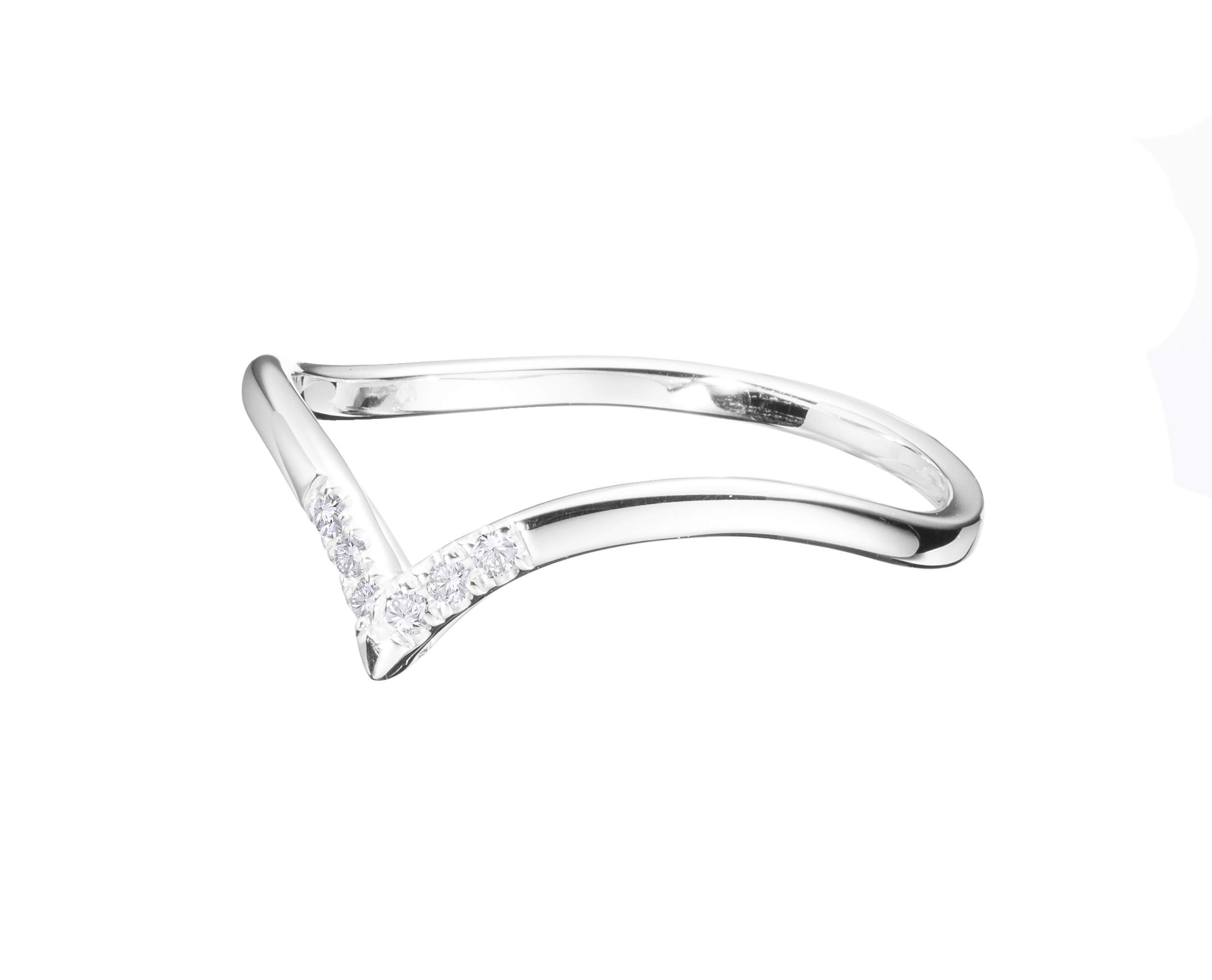 Majade 14K White Gold Diamond Engagement & Wedding Ring - Handmade Minimalist Chevron V Ring for Women, Perfect for Proposals, Anniversaries & Bridal Jewelry Gifts