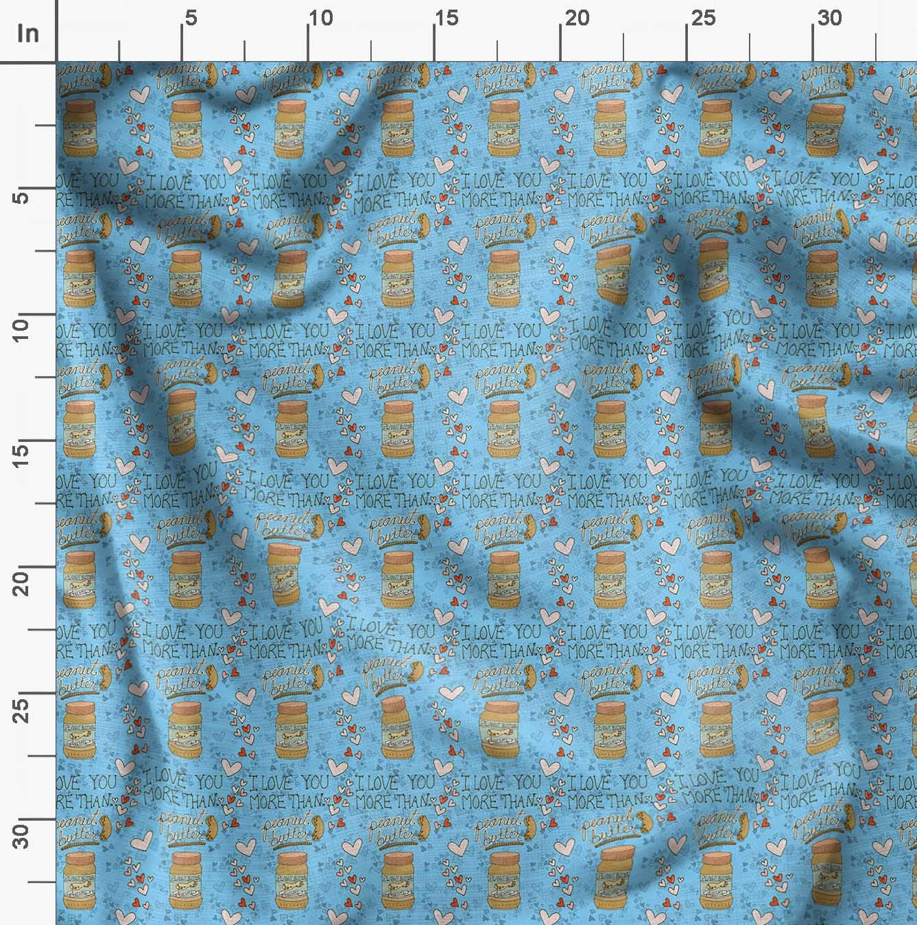 Soimoi Poly Georgette Blue Fabric by The Yard - 52 Inch Wide Textured Peanut Butter Food Print Material for DIY Crafts, Quilting, Dressmaking & Home Decor - Nutty Playful Design Lightweight Fabric